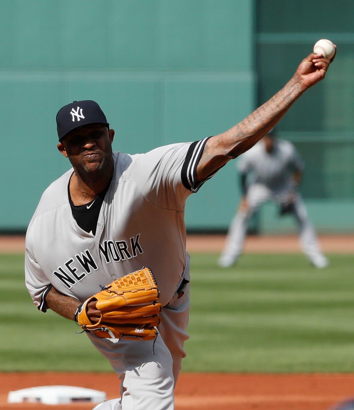 Jul 27, 2019; Boston, MA, USA; New York Yankees starting pitcher CC Sabathia (52) throws a pitch against the Boston Red Sox in the first inning at Fenway Park. Mandatory Credit: David Butler II-USA TODAY Sports / David Butler II