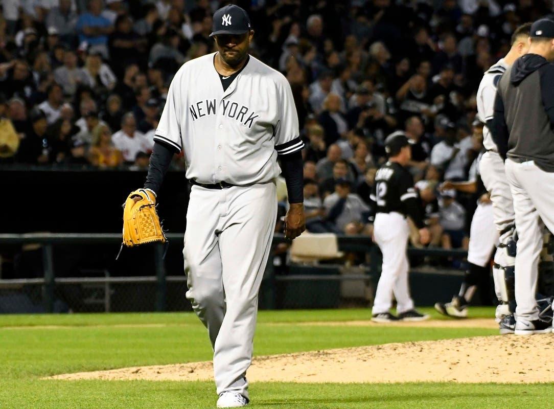 Jun 14, 2019; Chicago, IL, USA; New York Yankees starting pitcher CC Sabathia (52) leaves the game against the Chicago White Sox during the fifth inning at Guaranteed Rate Field. Mandatory Credit: David Banks-USA TODAY Sports / David Banks