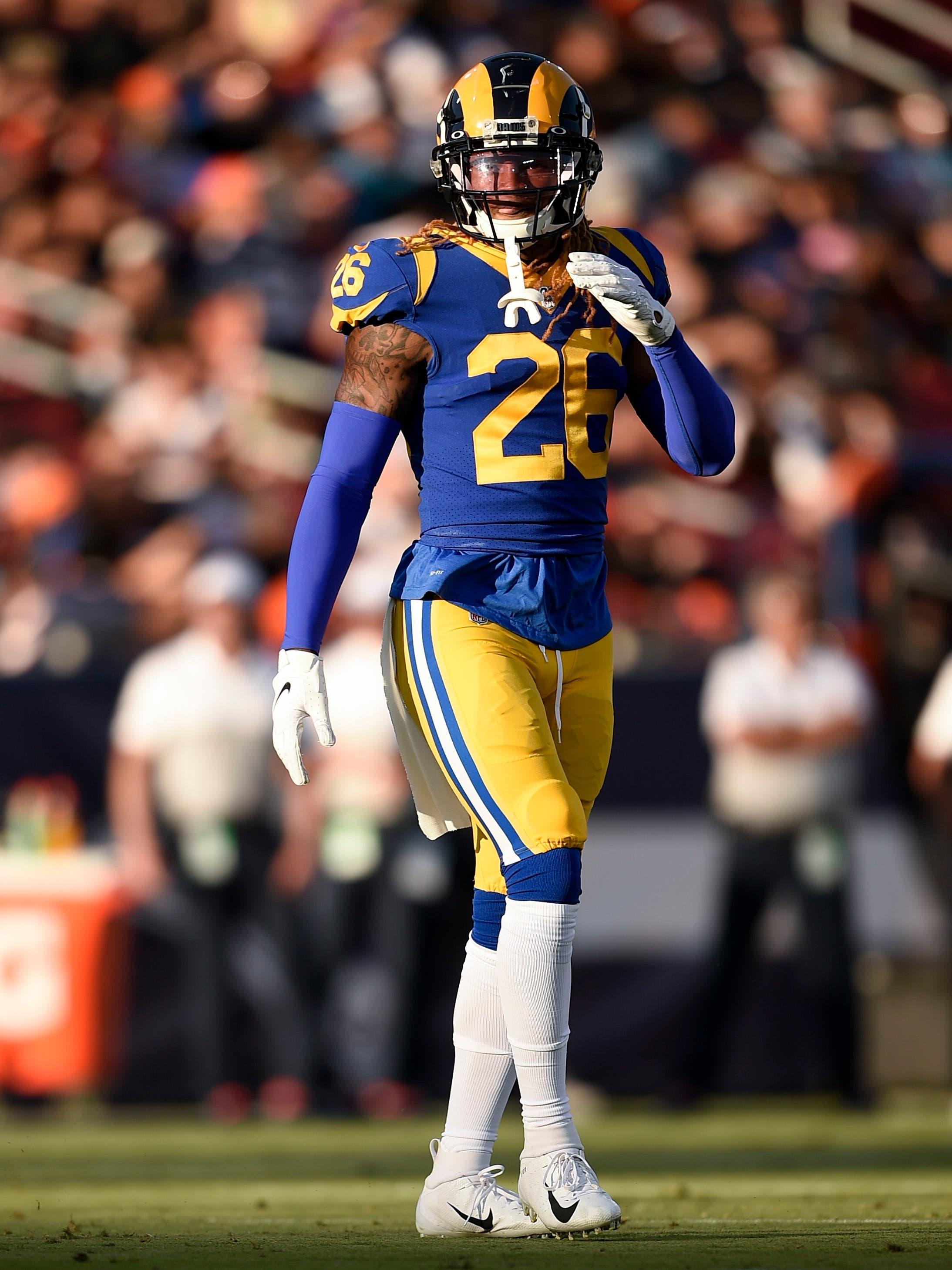 Aug 24, 2019; Los Angeles, CA, USA; Los Angeles Rams safety Marqui Christian (26) stands on the field during the first half against the Denver Broncos at Los Angeles Memorial Coliseum. Mandatory Credit: Kelvin Kuo-USA TODAY Sports / Kelvin Kuo