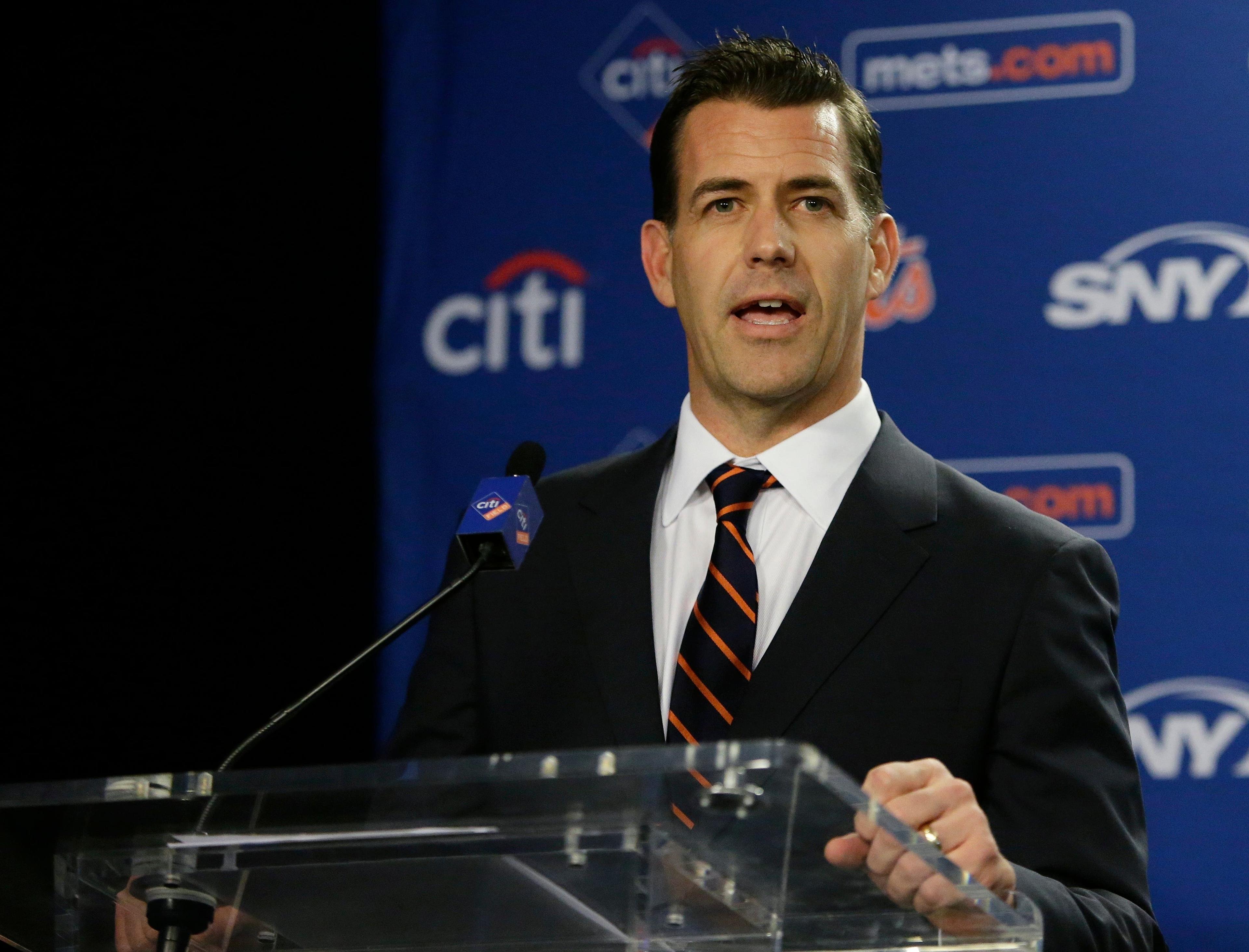 Brodie Van Wagenen speaks during a news conference to announce the New York Mets new General Manager Tuesday, Oct. 30, 2018, in New York. (AP Photo/Frank Franklin II) / Frank Franklin II/AP