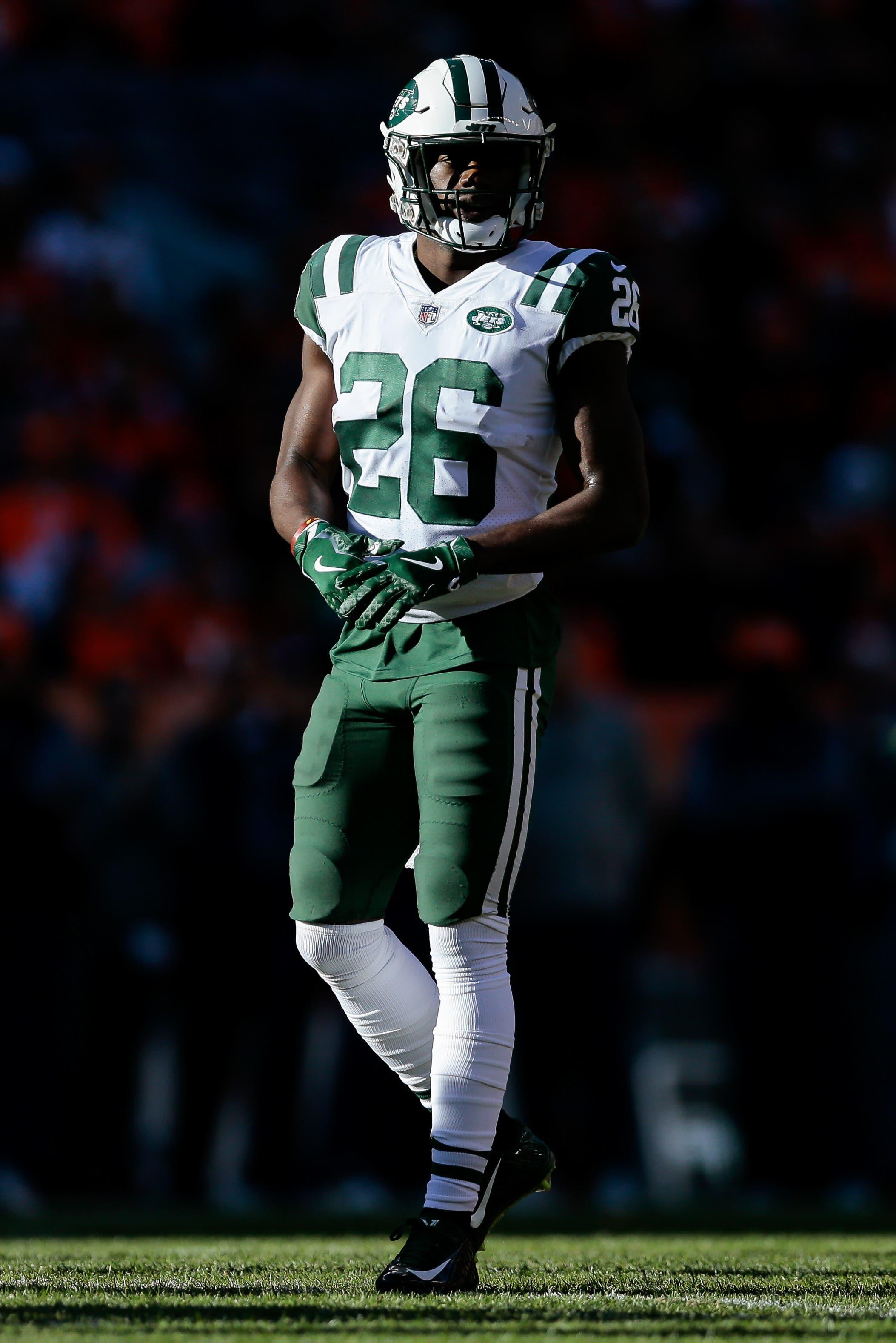 Dec 10, 2017; Denver, CO, USA; New York Jets free safety Marcus Maye (26) in the first quarter against the Denver Broncos at Sports Authority Field at Mile High. Mandatory Credit: Isaiah J. Downing-USA TODAY Sports / Isaiah J. Downing