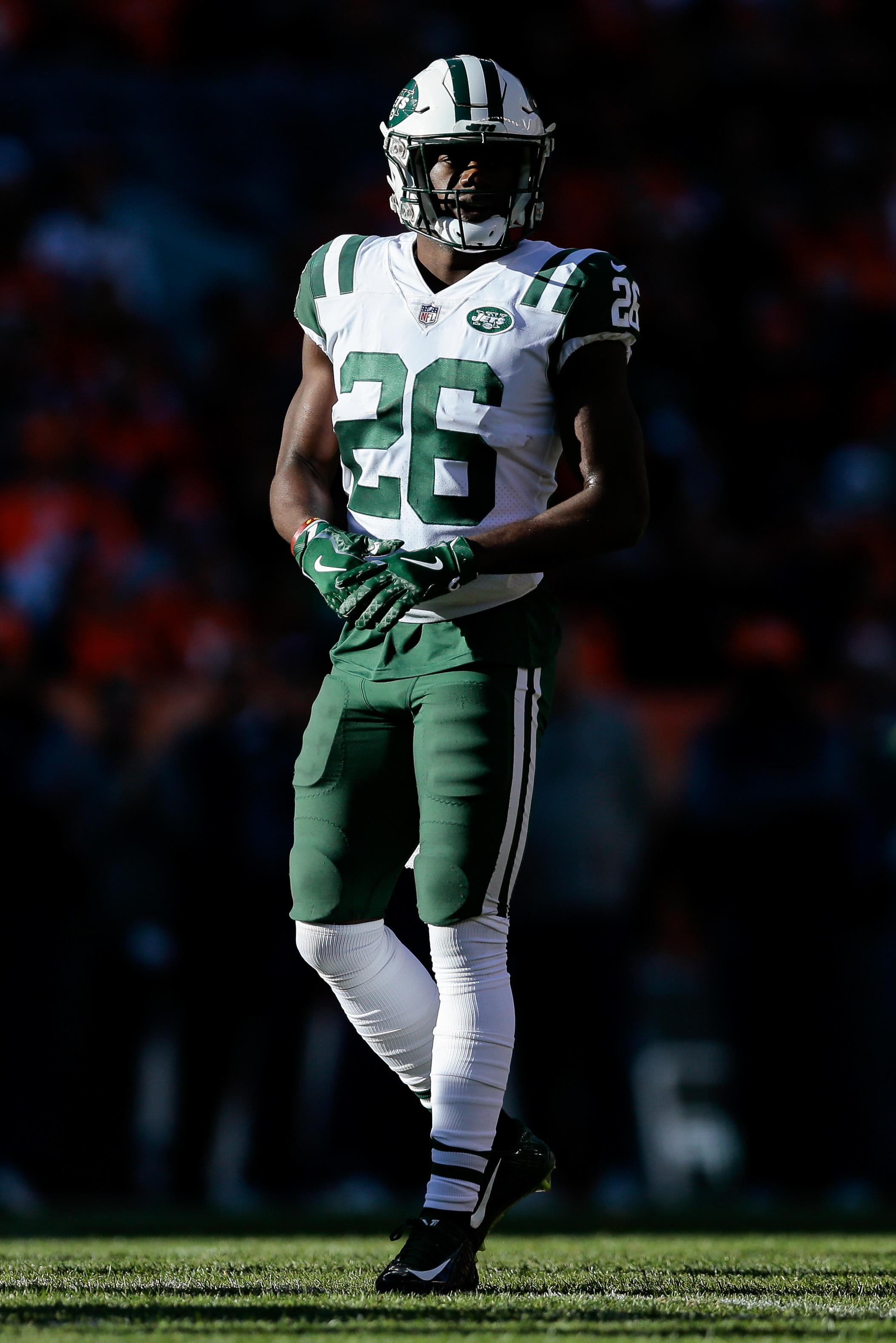 Dec 10, 2017; Denver, CO, USA; New York Jets free safety Marcus Maye (26) in the first quarter against the Denver Broncos at Sports Authority Field at Mile High. Mandatory Credit: Isaiah J. Downing-USA TODAY Sports