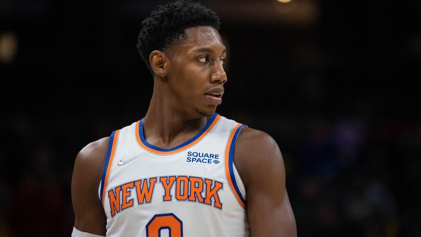 Dec 8, 2021; Indianapolis, Indiana, USA; New York Knicks guard RJ Barrett (9) in the first half against the Indiana Pacers at Gainbridge Fieldhouse. / Trevor Ruszkowski-USA TODAY Sports