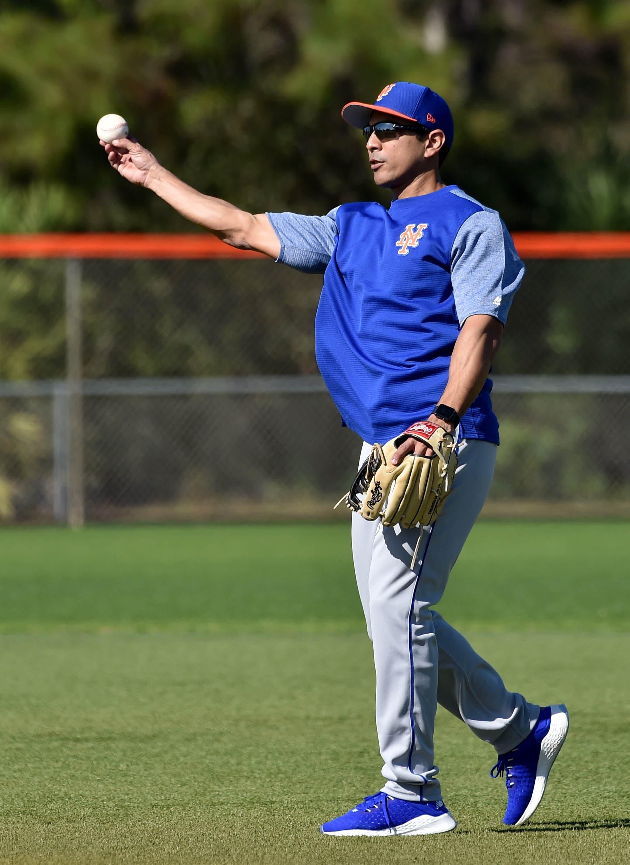 Feb 15, 2019; Port St. Lucie, FL, USA; New York Mets quality control coach Luis Rojas (60) during spring training at First Data Field. Mandatory Credit: Steve Mitchell-USA TODAY Sports / Steve Mitchell