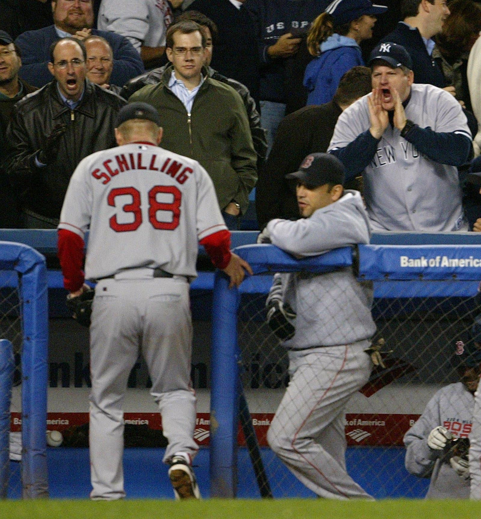 A day before starting Game 1 of the 2004 ALCS, Curt Schilling told reporters, "I'm not sure of any scenario more enjoyable than making 55,000 people from New York shut up," Yankees fans roared during the game, and Schilling, usually known for his postseason prowess, allowed six runs in three innings. Ouch. / AP