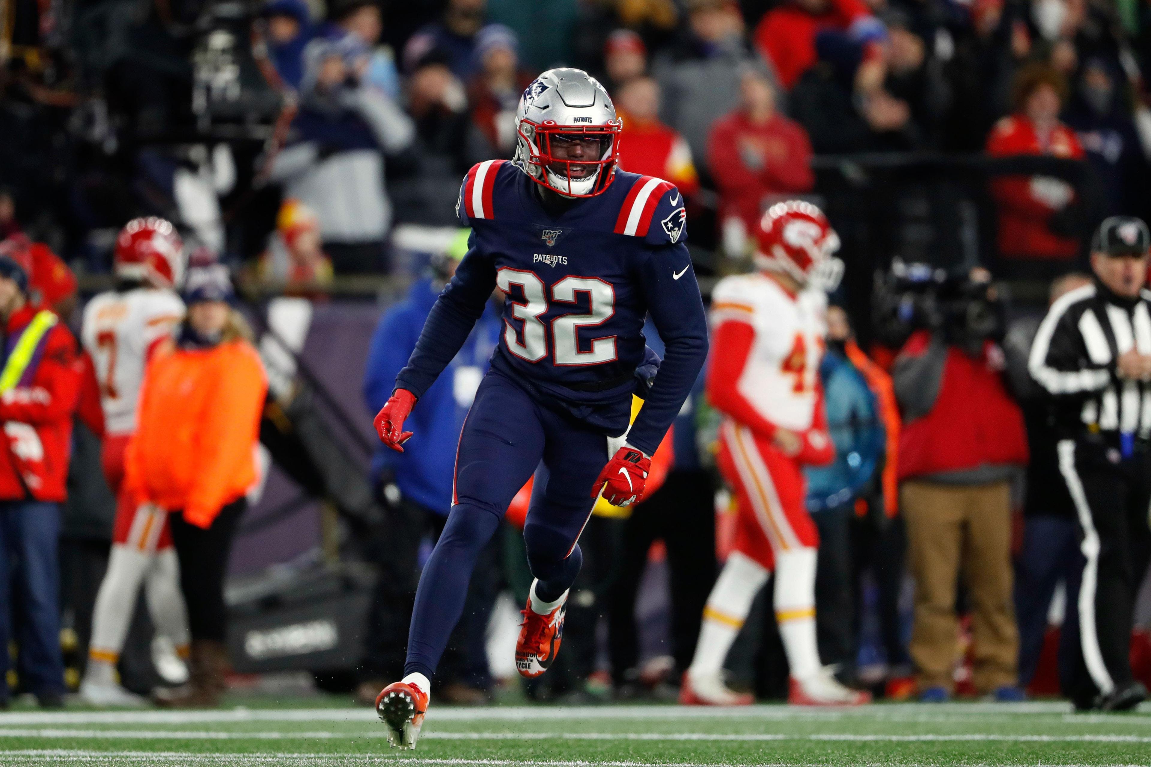 Dec 8, 2019; Foxborough, MA, USA; New England Patriots free safety Devin McCourty (32) during the second half against the Kansas City Chiefs at Gillette Stadium. Mandatory Credit: Winslow Townson-USA TODAY Sports / Winslow Townson