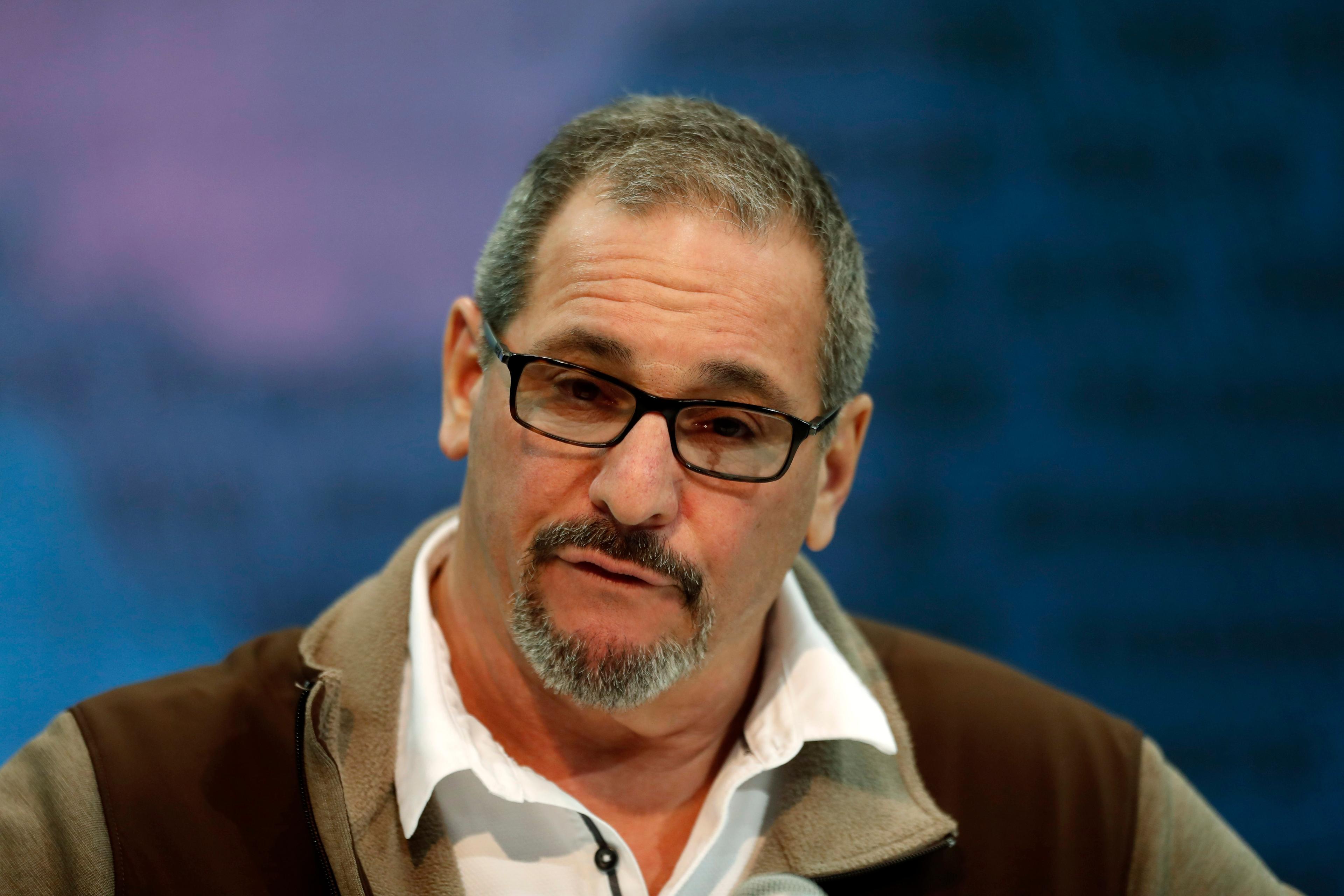 New York Giants general manager Dave Gettleman speaks to the media during the 2019 NFL Combine at the Indianapolis Convention Center.