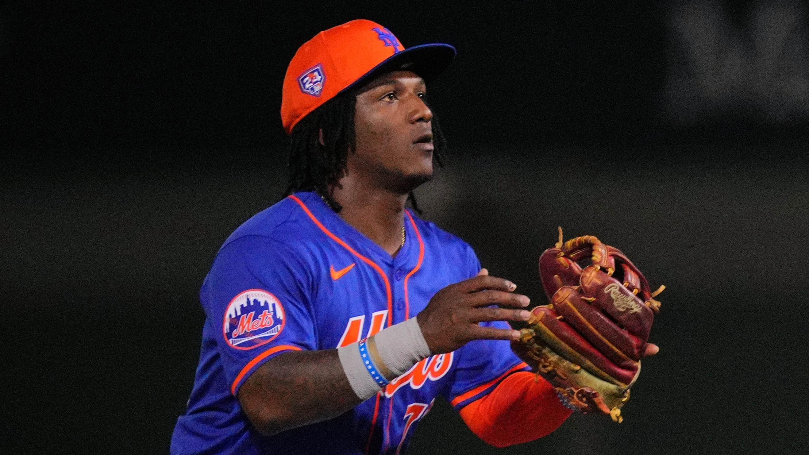 Feb 29, 2024; West Palm Beach, Florida, USA; Houston Astros outfielder Pedro Leon steals second base as New York Mets second baseman Luisangel Acuna (73) waits for the ball in the seventh inning at The Ballpark of the Palm Beaches. Mandatory Credit: Jim Rassol-USA TODAY Sports