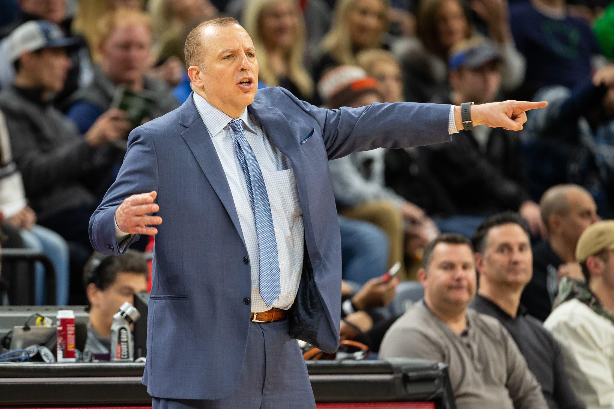 Dec 1, 2018; Minneapolis, MN, USA; Minnesota Timberwolves head coach Tom Thibodeau reacts during the third quarter against the Boston Celtics at Target Center. Mandatory Credit: Harrison Barden-USA TODAY Sports / Harrison Barden