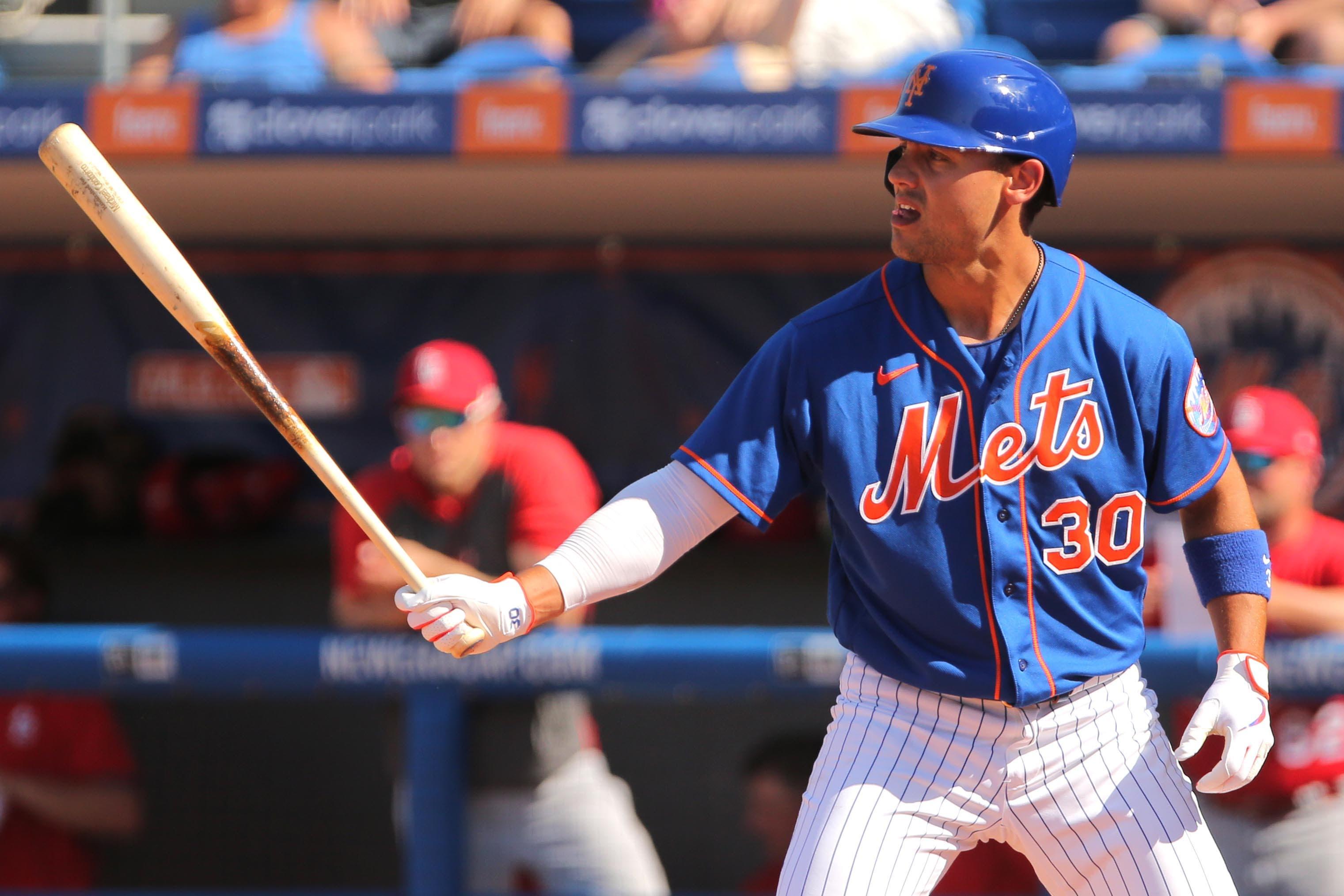 Mar 4, 2020; Port St. Lucie, Florida, USA; New York Mets right fielder Michael Conforto (30) stands at the plate during his at bat against the St. Louis Cardinals in the sixth inning at First Data Field. Mandatory Credit: Sam Navarro-USA TODAY Sports / Sam Navarro