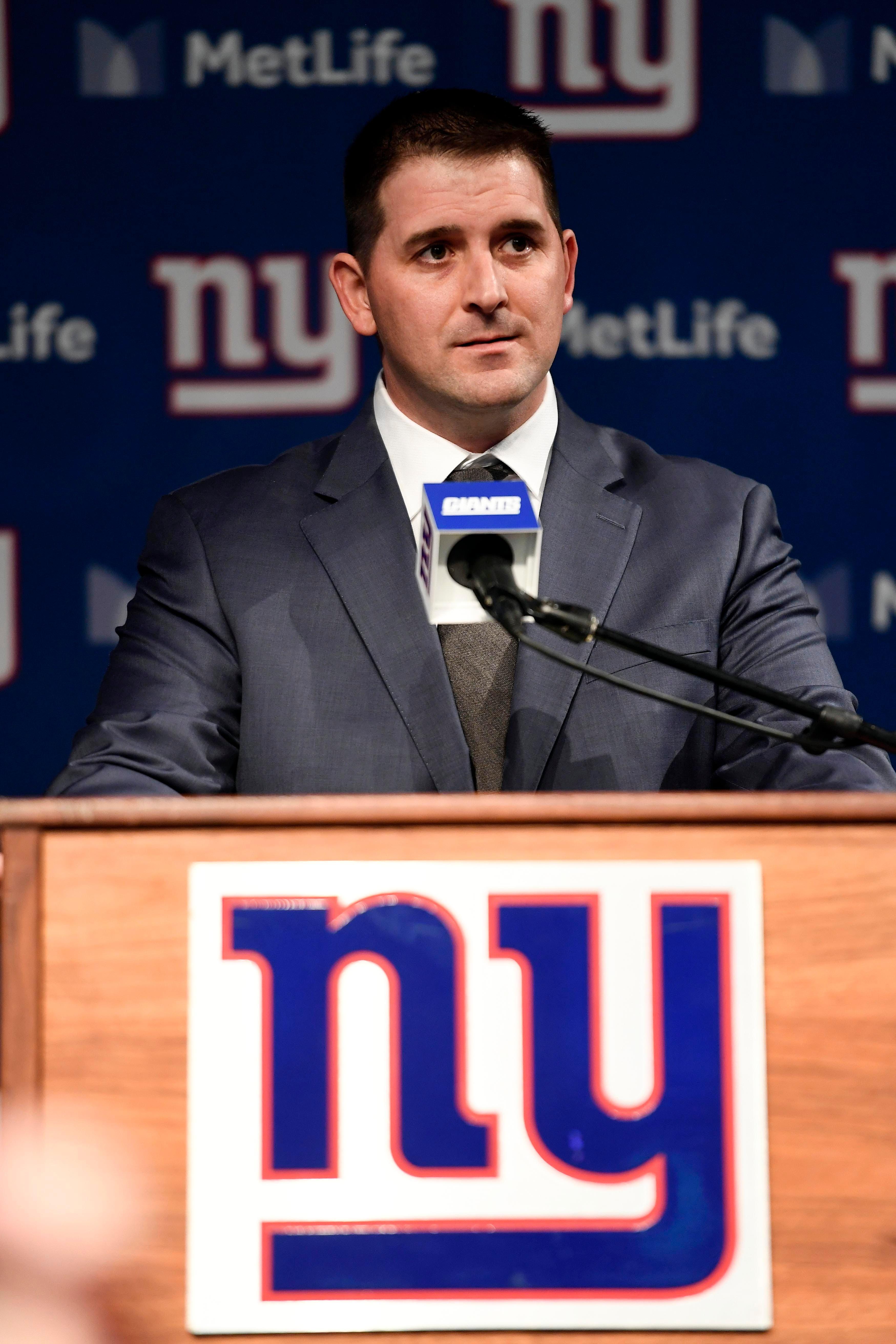 Jan 9, 2020; East Rutherford, New Jersey, USA; Introductory press conference of New York Giants new head coach Joe Judge at MetLife Stadium. Mandatory Credit: Danielle Parhizkaran-USA TODAY Sports / Danielle Parhizkaran