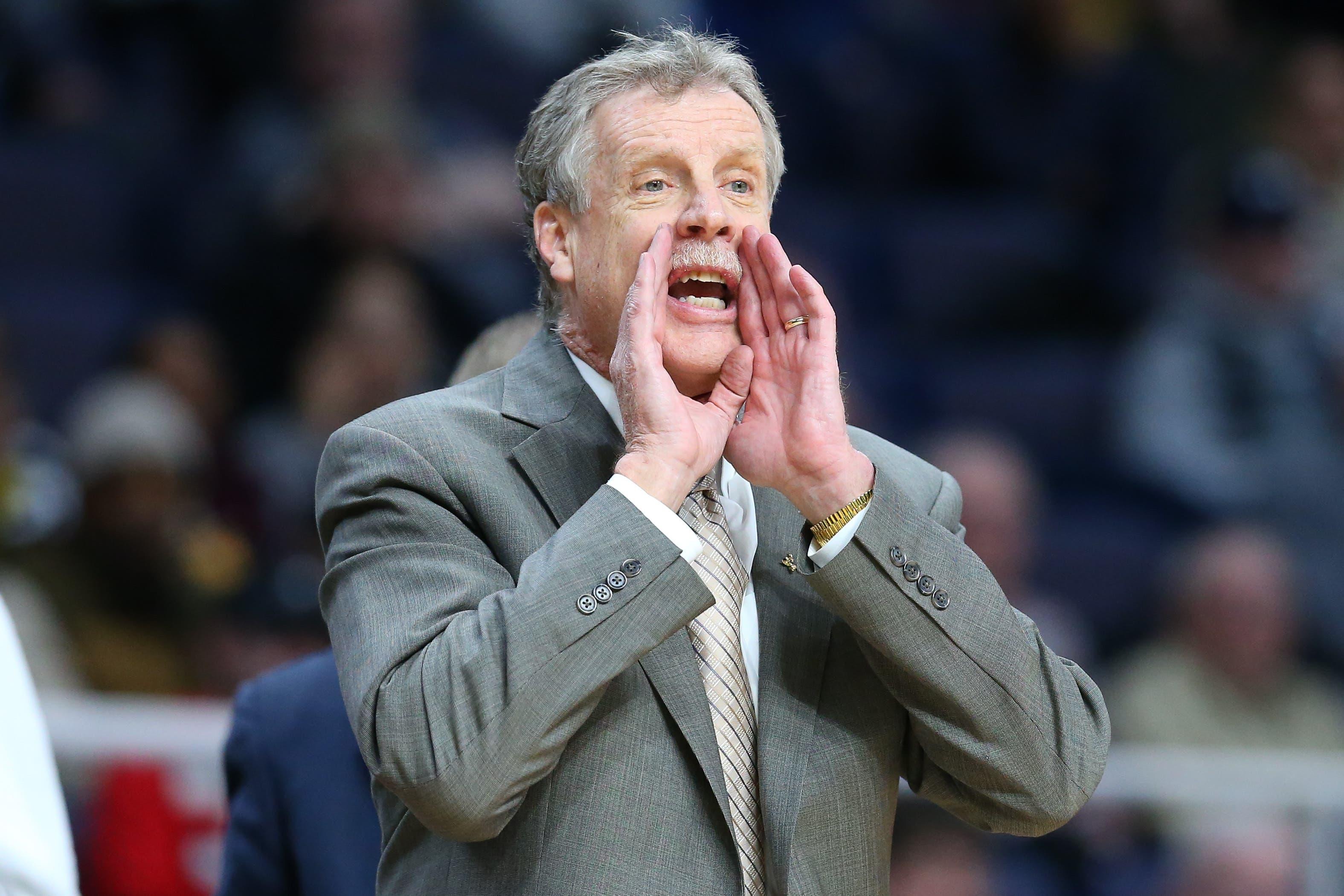 Mar 11, 2019; Albany, NY, USA; Iona Gaels head coach Tim Cluess reacts to a play against the Monmouth Hawks during the second half in the MAAC Conference Tournament Championship game at the Times Union Center. Mandatory Credit: Rich Barnes-USA TODAY Sports / Rich Barnes