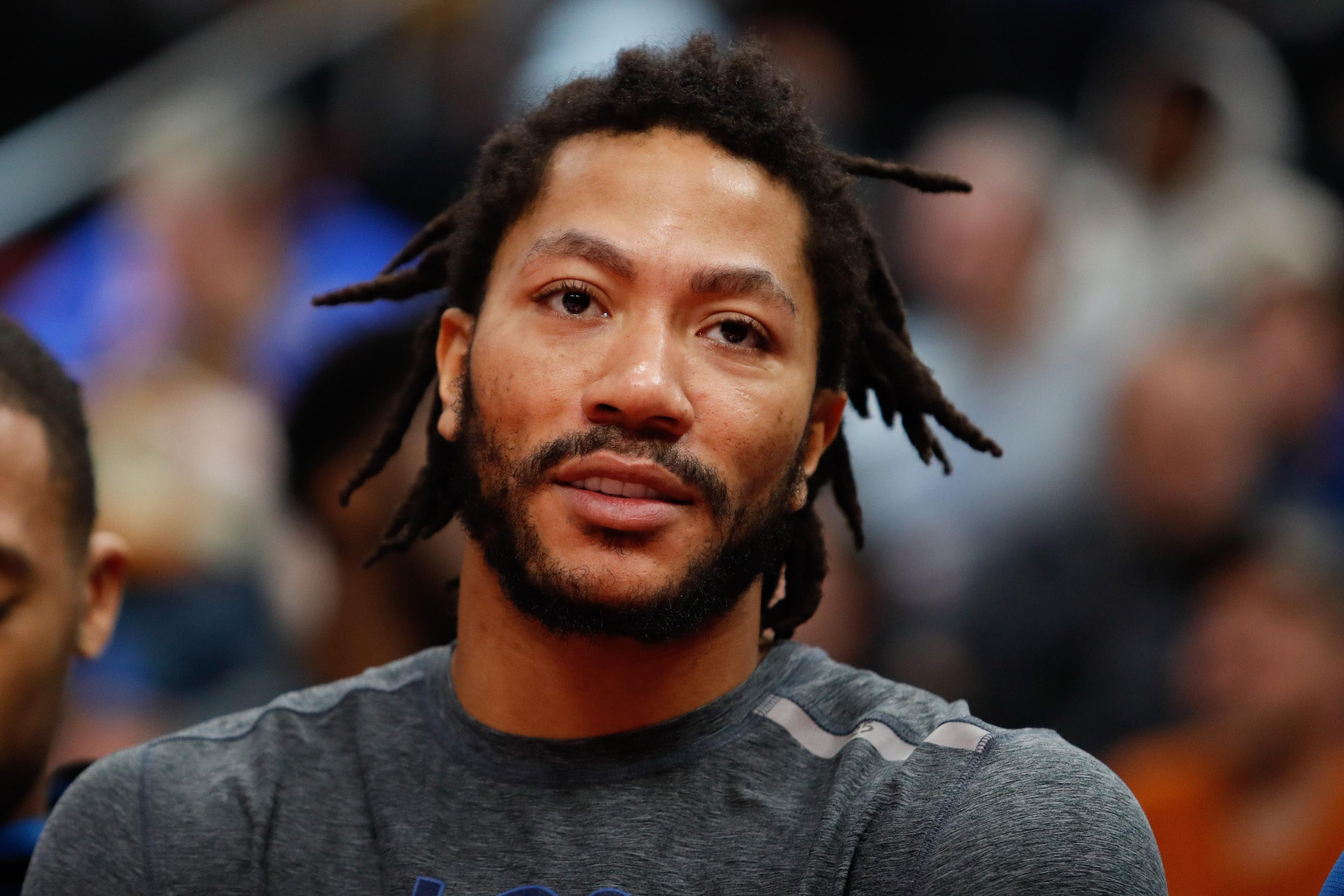 Mar 6, 2019; Detroit, MI, USA; Minnesota Timberwolves guard Derrick Rose (25) sits on the bench during the third quarter against the Detroit Pistons at Little Caesars Arena. Mandatory Credit: Raj Mehta-USA TODAY Sports / Raj Mehta