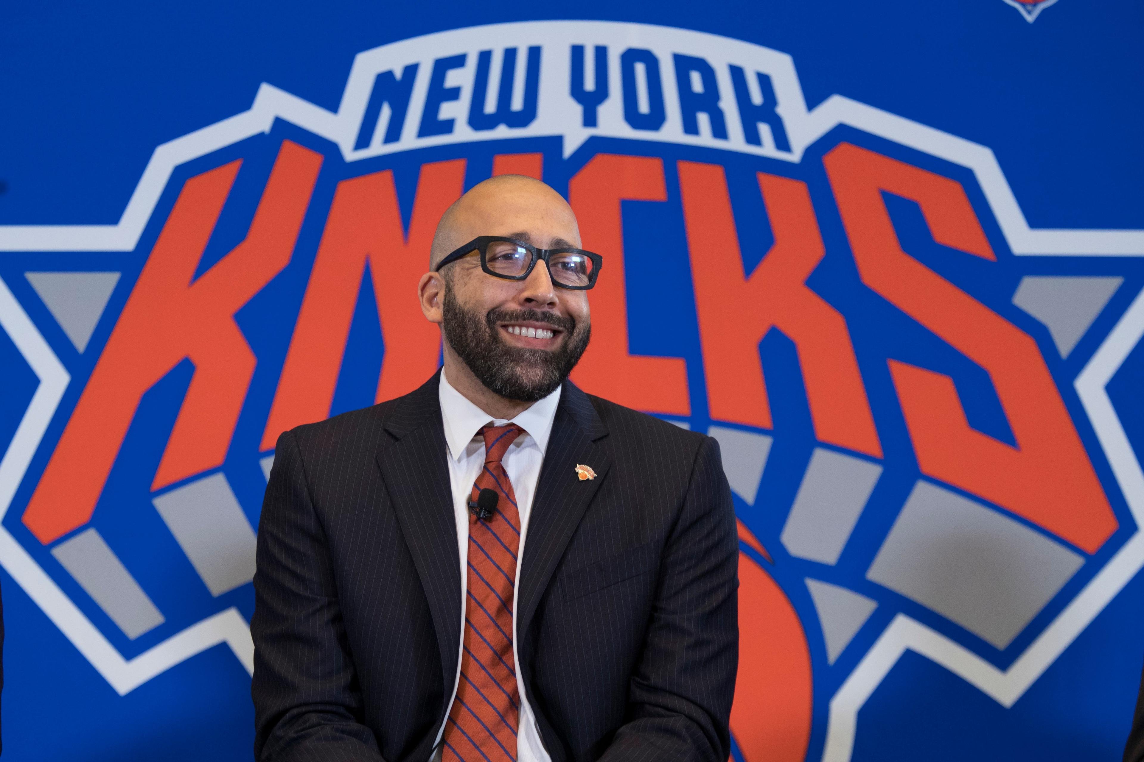 New York Knicks head coach David Fizdale smiles during a news conference, Tuesday, May 8, 2018, in New York. The Knicks hired Fizdale after agreeing to terms with the former Memphis Grizzlies coach last week. (AP Photo/Mary Altaffer) / Mary Altaffer/AP