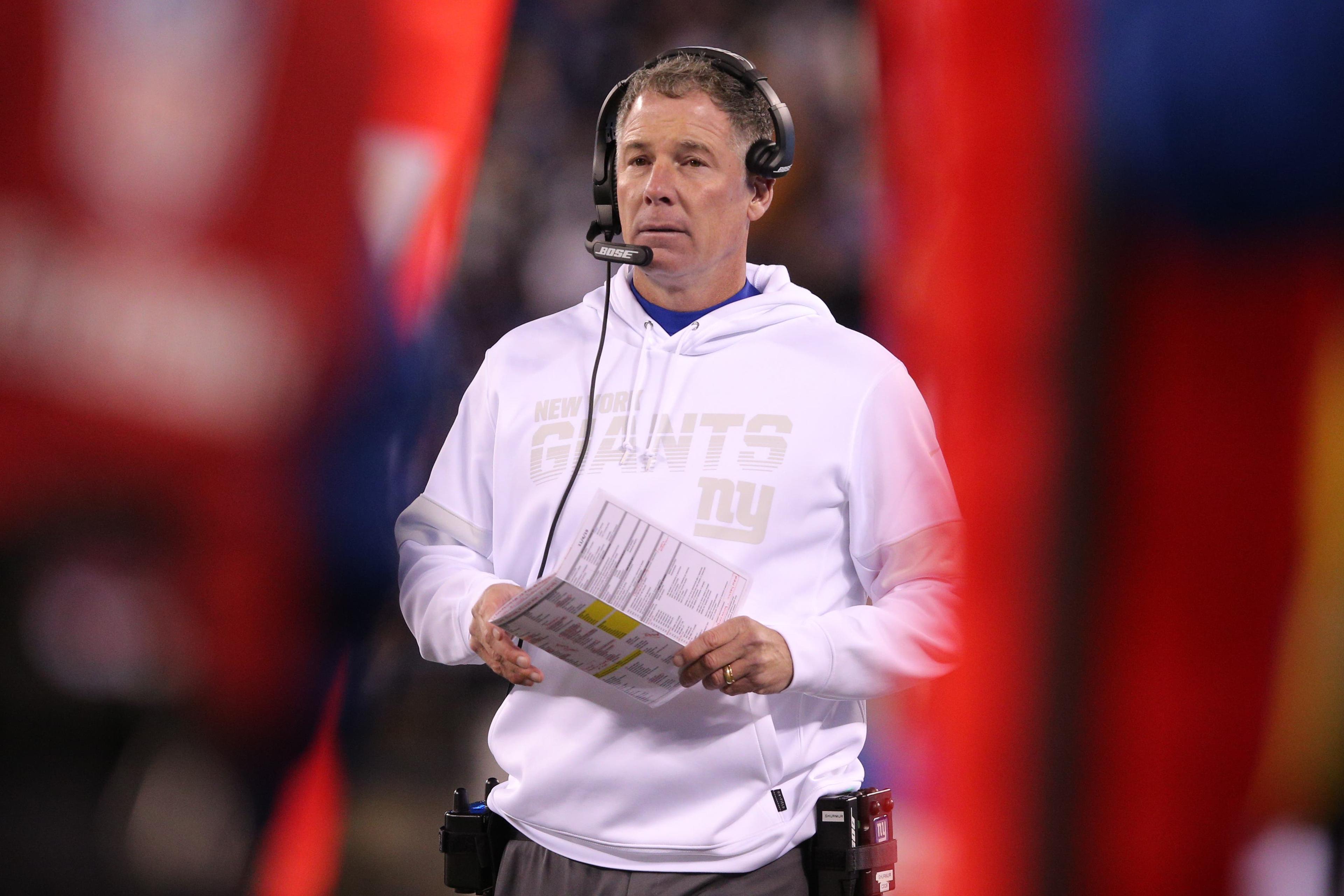 Nov 4, 2019; East Rutherford, NJ, USA; New York Giants head coach Pat Shurmur coaches against the Dallas Cowboys during the fourth quarter at MetLife Stadium. Mandatory Credit: Brad Penner-USA TODAY Sportsundefined