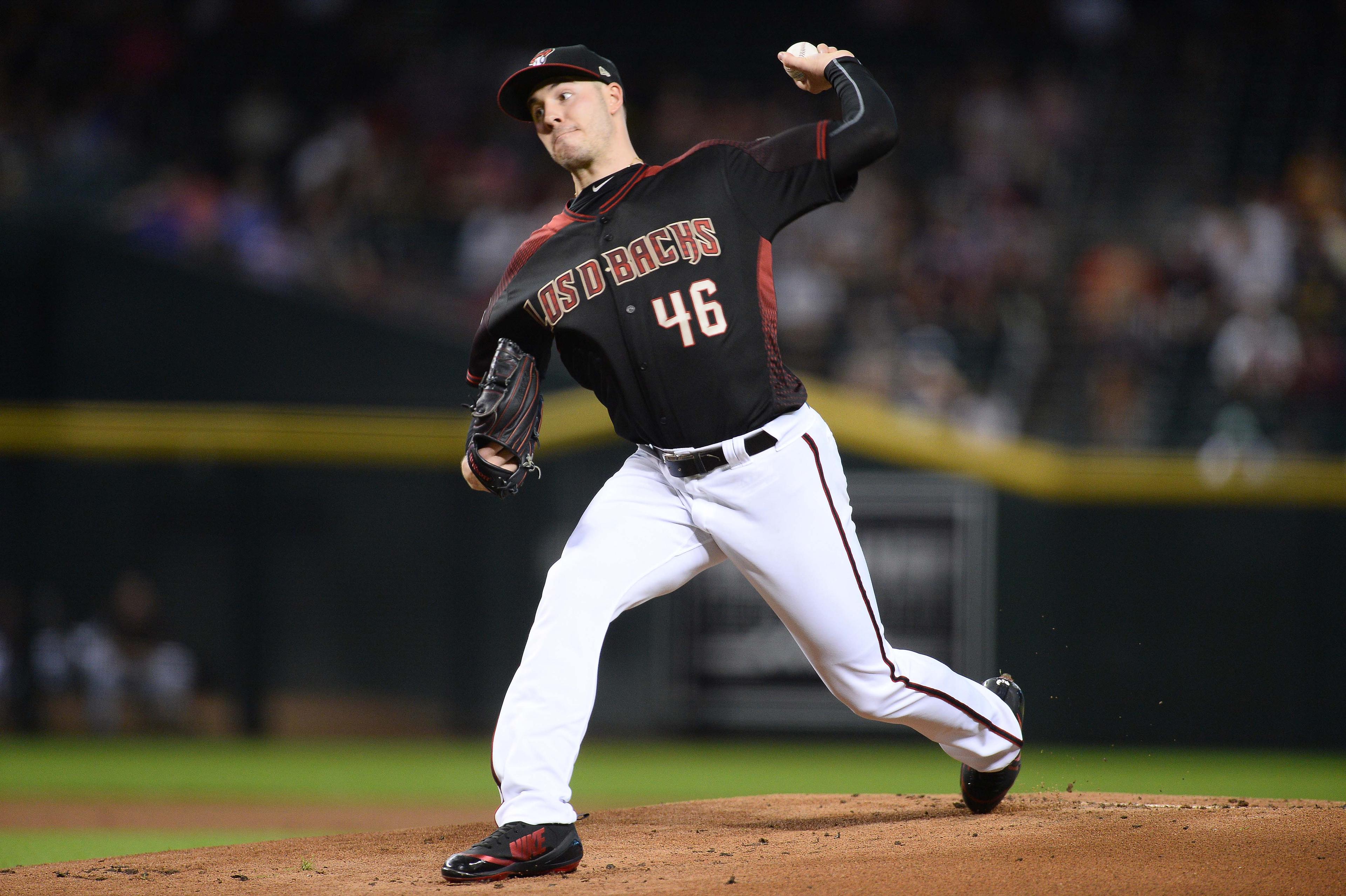 Sep 22, 2018; Phoenix, AZ, USA; Arizona Diamondbacks starting pitcher Patrick Corbin (46) pitches against the Colorado Rockies during the first inning at Chase Field. Mandatory Credit: Joe Camporeale-USA TODAY Sports / Joe Camporeale