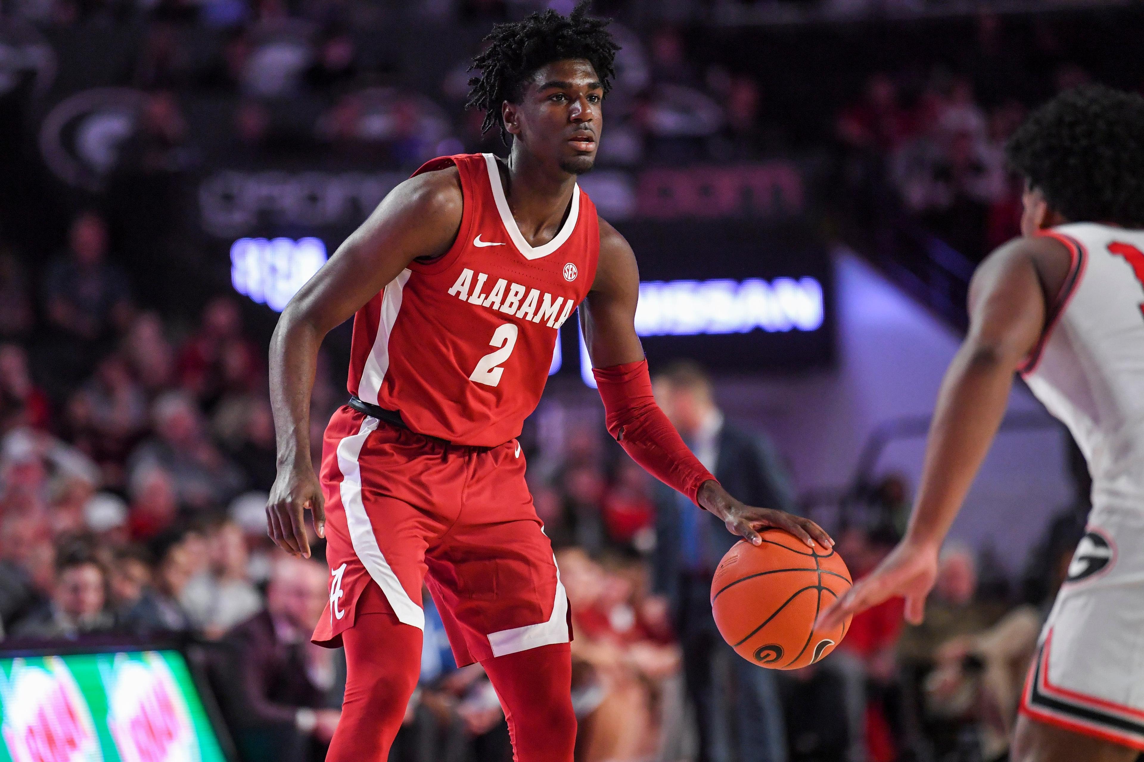 Feb 8, 2020; Athens, Georgia, USA; Alabama Crimson Tide guard Kira Lewis Jr. (2) controls the ball against the Georgia Bulldogs during the first half at Stegeman Coliseum. Mandatory Credit: Dale Zanine-USA TODAY Sports / © Dale Zanine-USA TODAY Sports