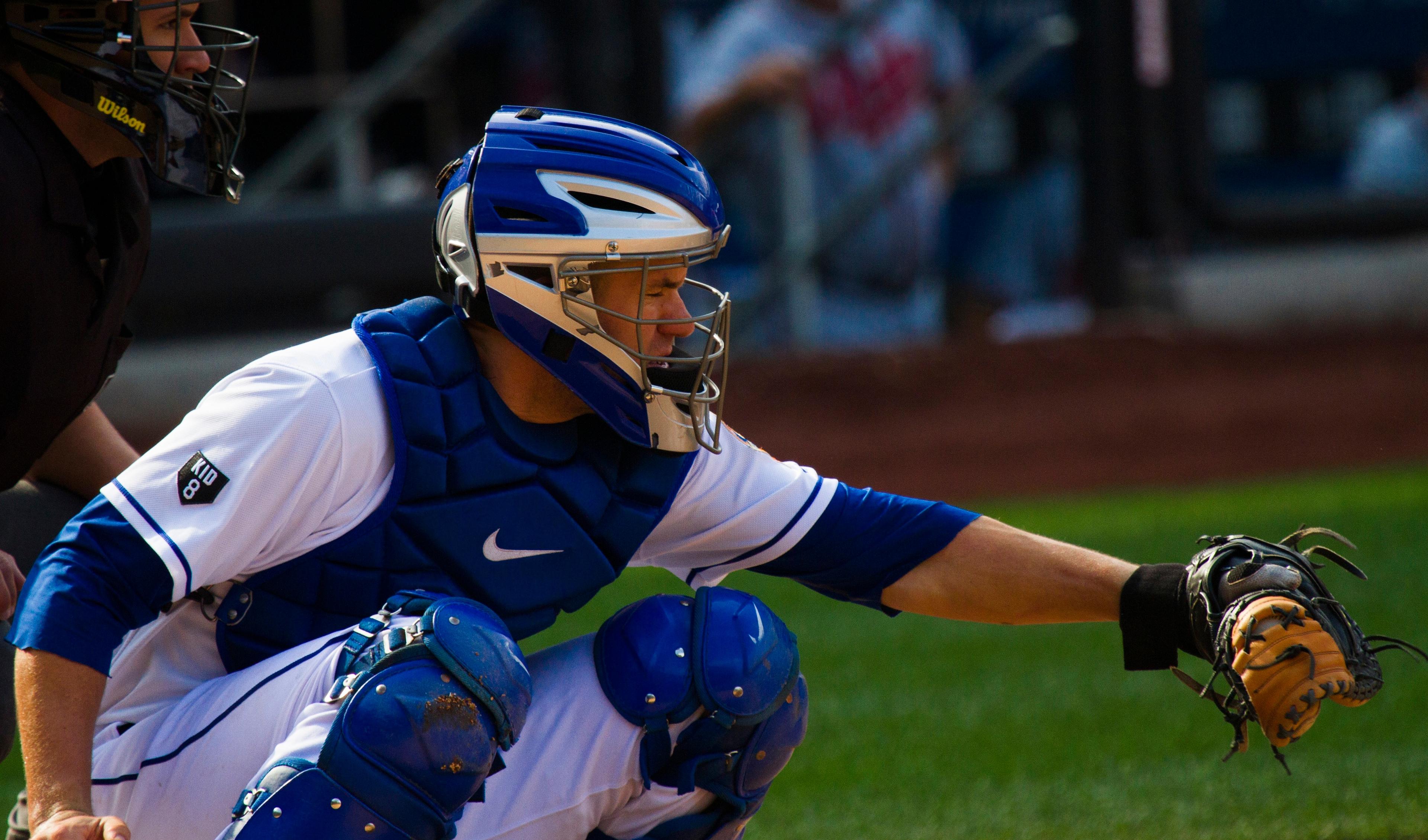 Josh Thole catches a pitch from Jeremy Hefner on Saturday.