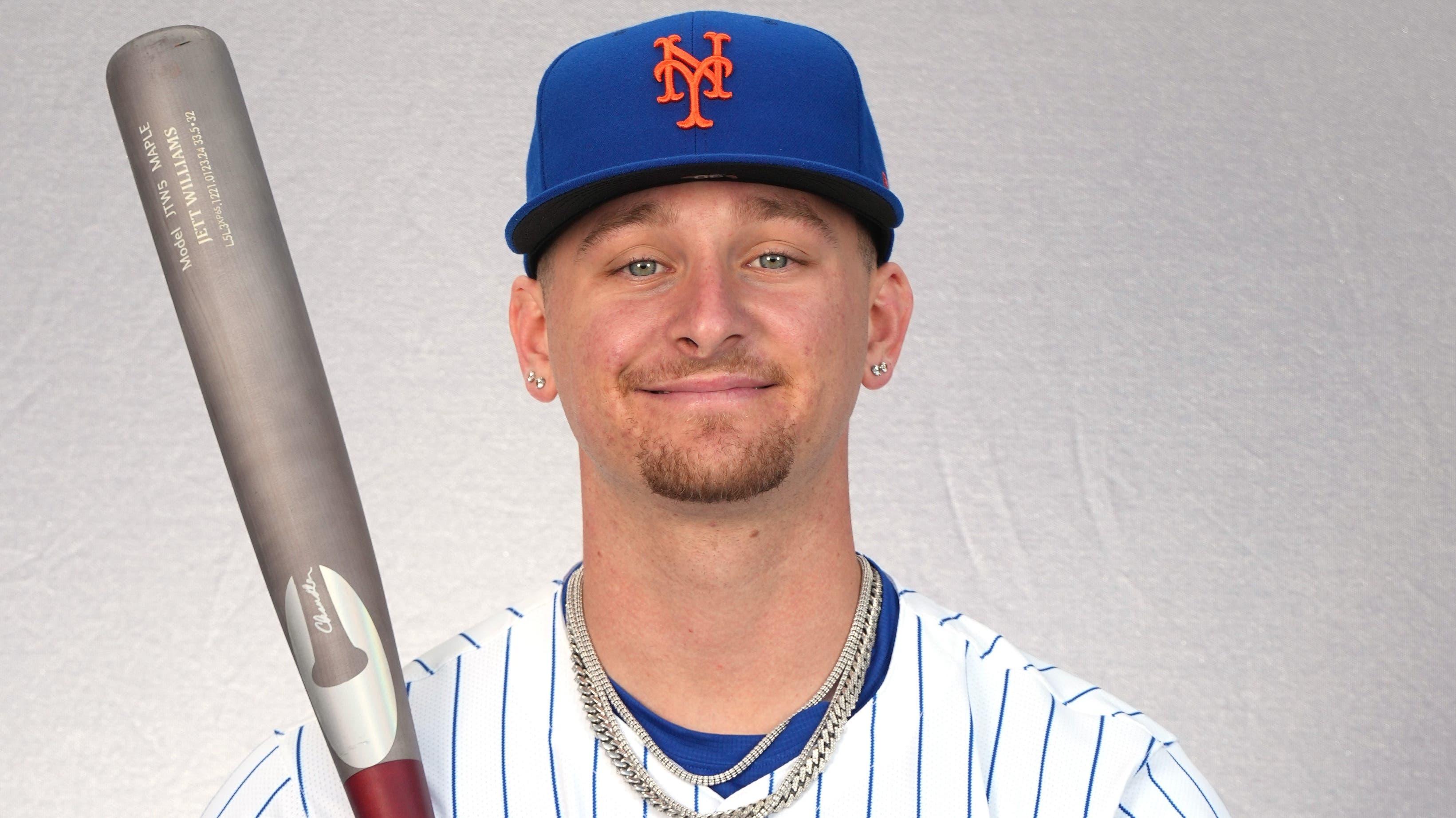 Feb 22, 2024; Port St. Lucie, FL, USA; New York Mets infielder Jett Williams (90). Mandatory Credit: Jim Rassol-Imagn Images / © Jim Rassol-Imagn Images