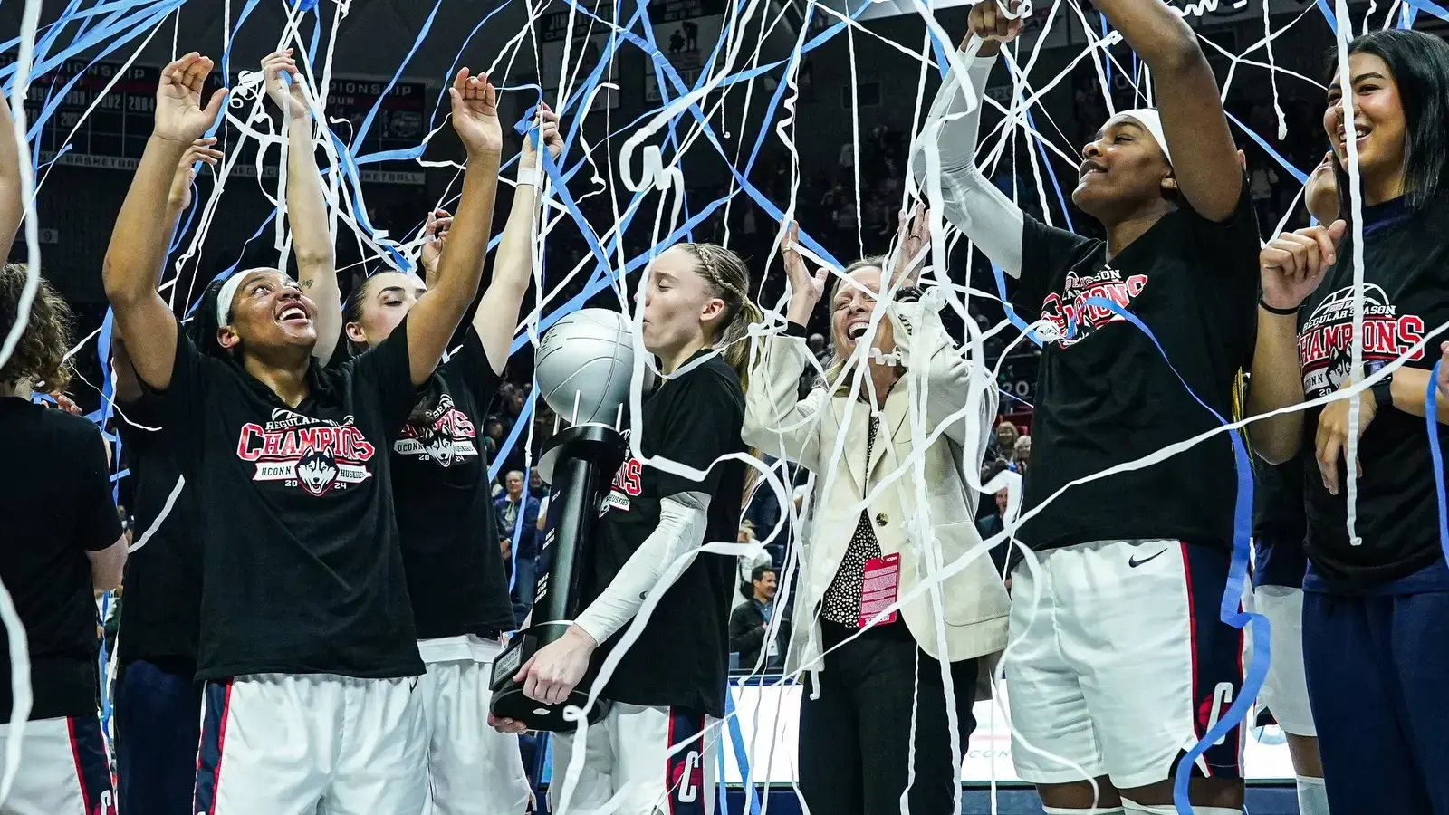 The UConn Huskies are named Big East Regular Season Champion after defeating the Villanova Wildcats at Harry A. Gampel Pavilion. / David Butler II-USA TODAY Sports