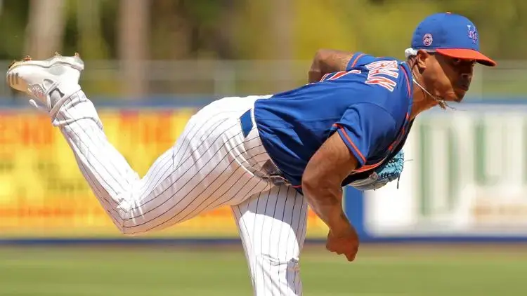 Mar 4, 2020; Port St. Lucie, Florida, USA; New York Mets starting pitcher Marcus Stroman (0) delivers a pitch against the St. Louis Cardinals in the first inning at First Data Field. / Sam Navarro/USA TODAY Sports