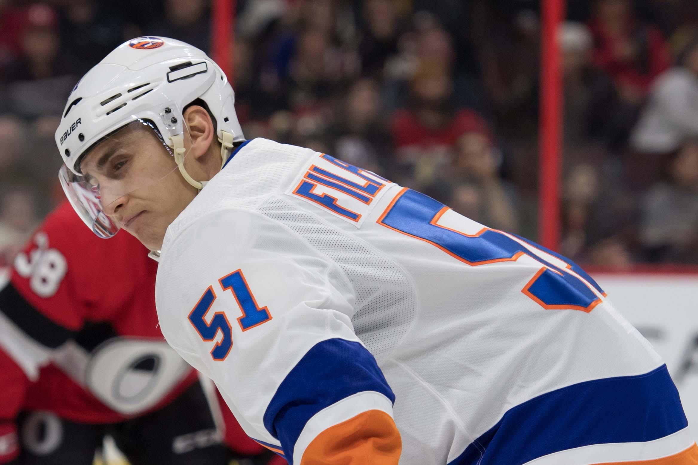 Mar 7, 2019; Ottawa, Ontario, CAN; New York Islanders center Valtteri Filppula (51) prepares for a faceoff in the first period against the Ottawa Senators at the Canadian Tire Centre. Mandatory Credit: Marc DesRosiers-USA TODAY Sports