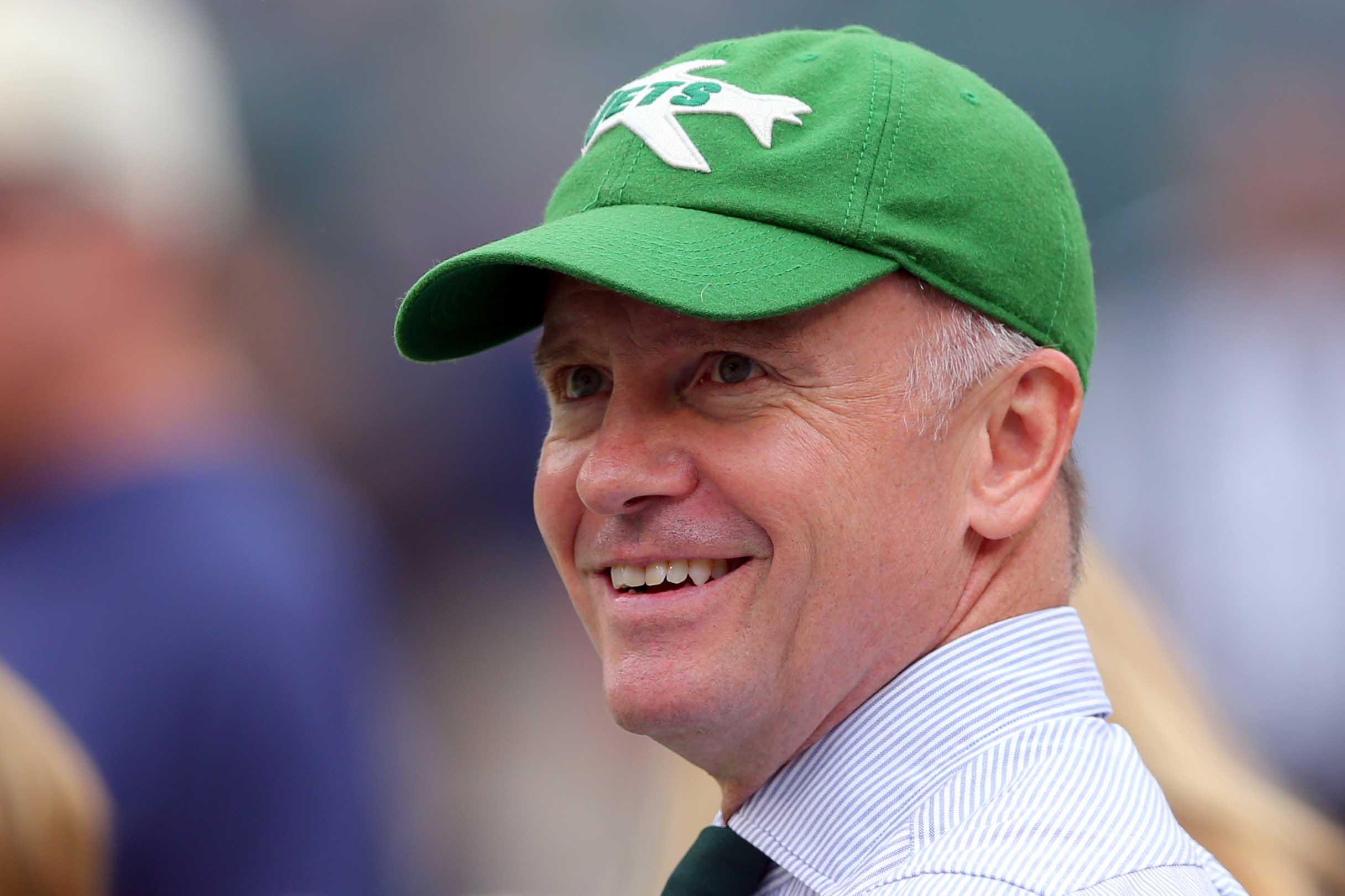 New York Jets acting CEO Christopher Johnson on the sidelines before a game against the New England Patriots at MetLife Stadium. / Brad Penner/USA TODAY Sports