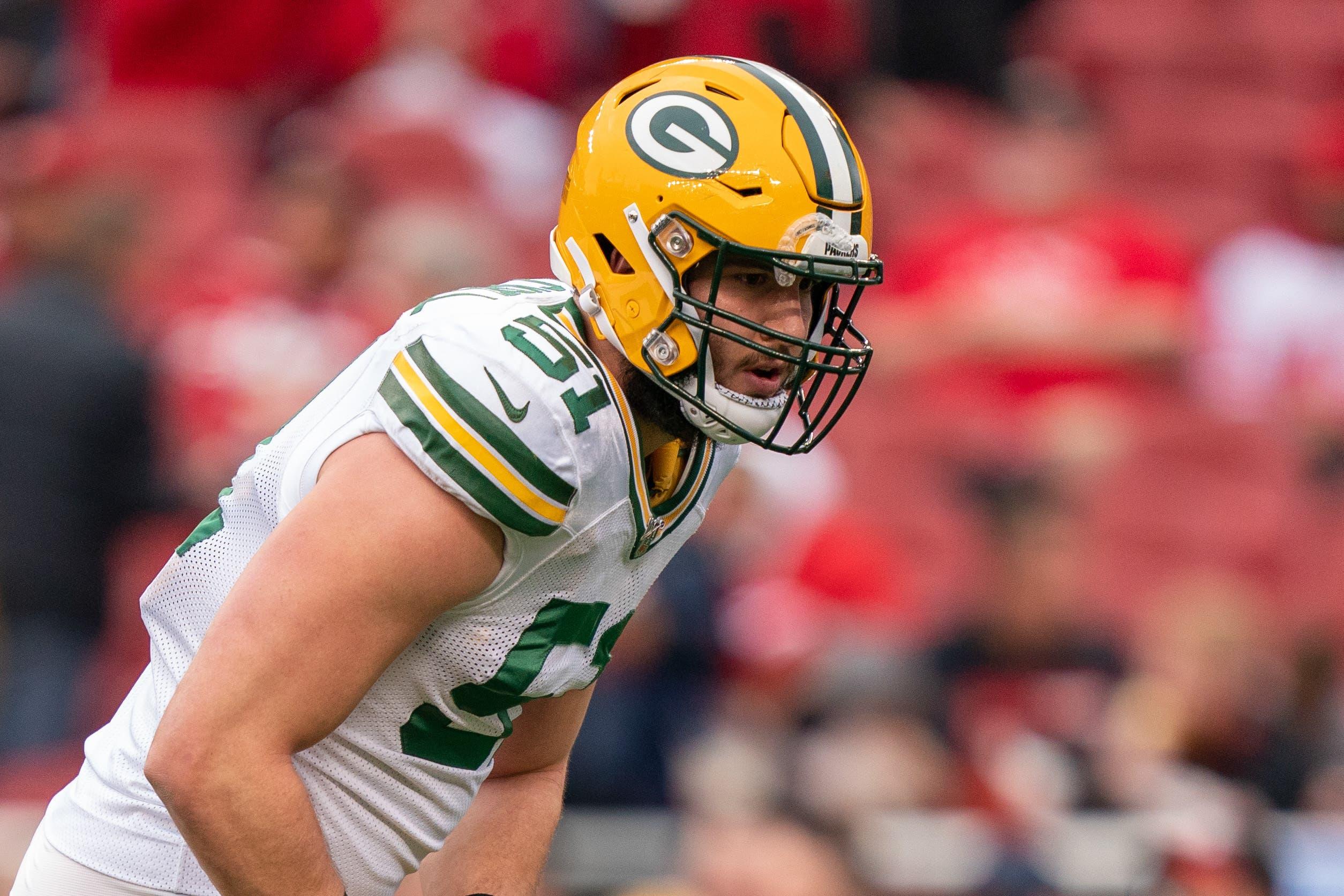 January 19, 2020; Santa Clara, California, USA; Green Bay Packers linebacker Kyler Fackrell (51) before the NFC Championship Game against the San Francisco 49ers at Levi's Stadium. Mandatory Credit: Kyle Terada-USA TODAY Sports / Kyle Terada