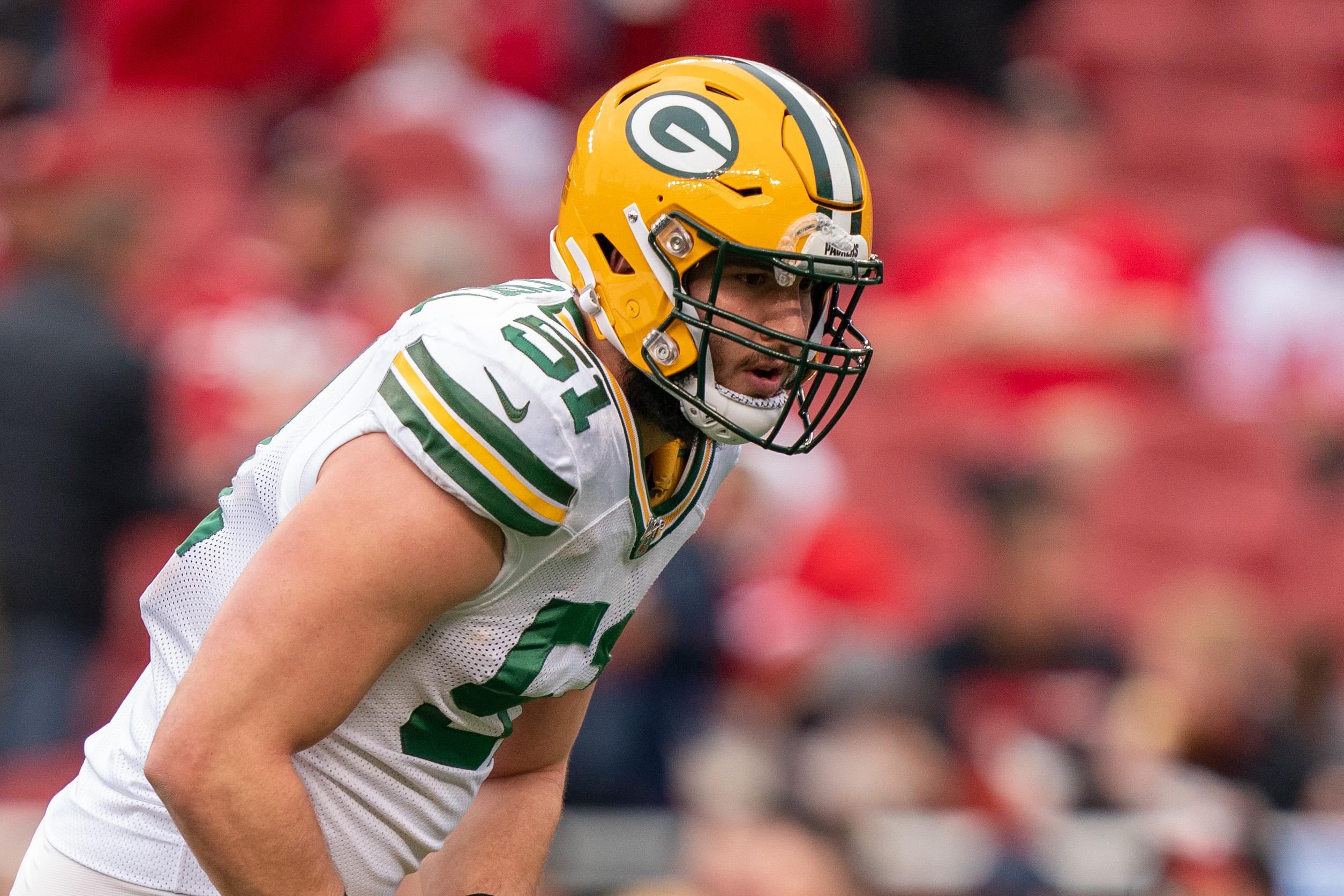 January 19, 2020; Santa Clara, California, USA; Green Bay Packers linebacker Kyler Fackrell (51) before the NFC Championship Game against the San Francisco 49ers at Levi's Stadium. Mandatory Credit: Kyle Terada-USA TODAY Sports