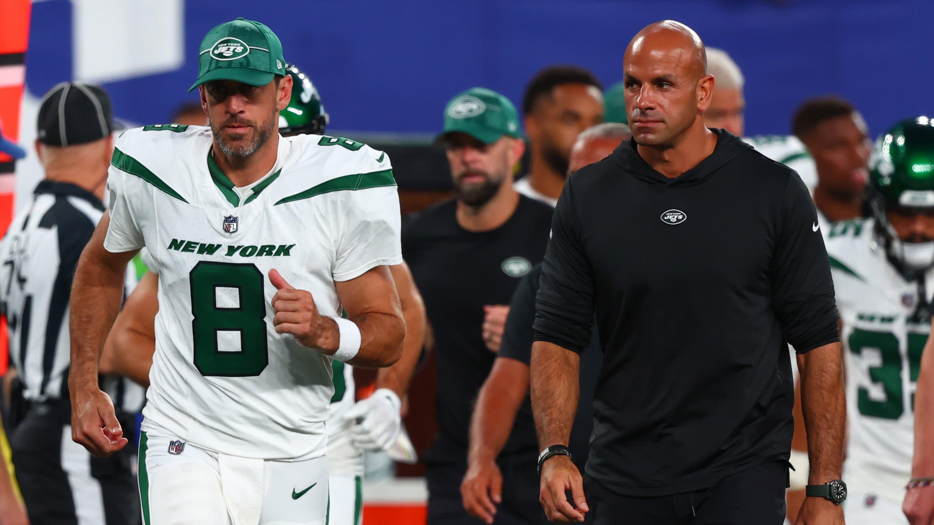 Jets' Aaron Rodgers resents 'patently false' allegations of involvement in Robert Saleh firing