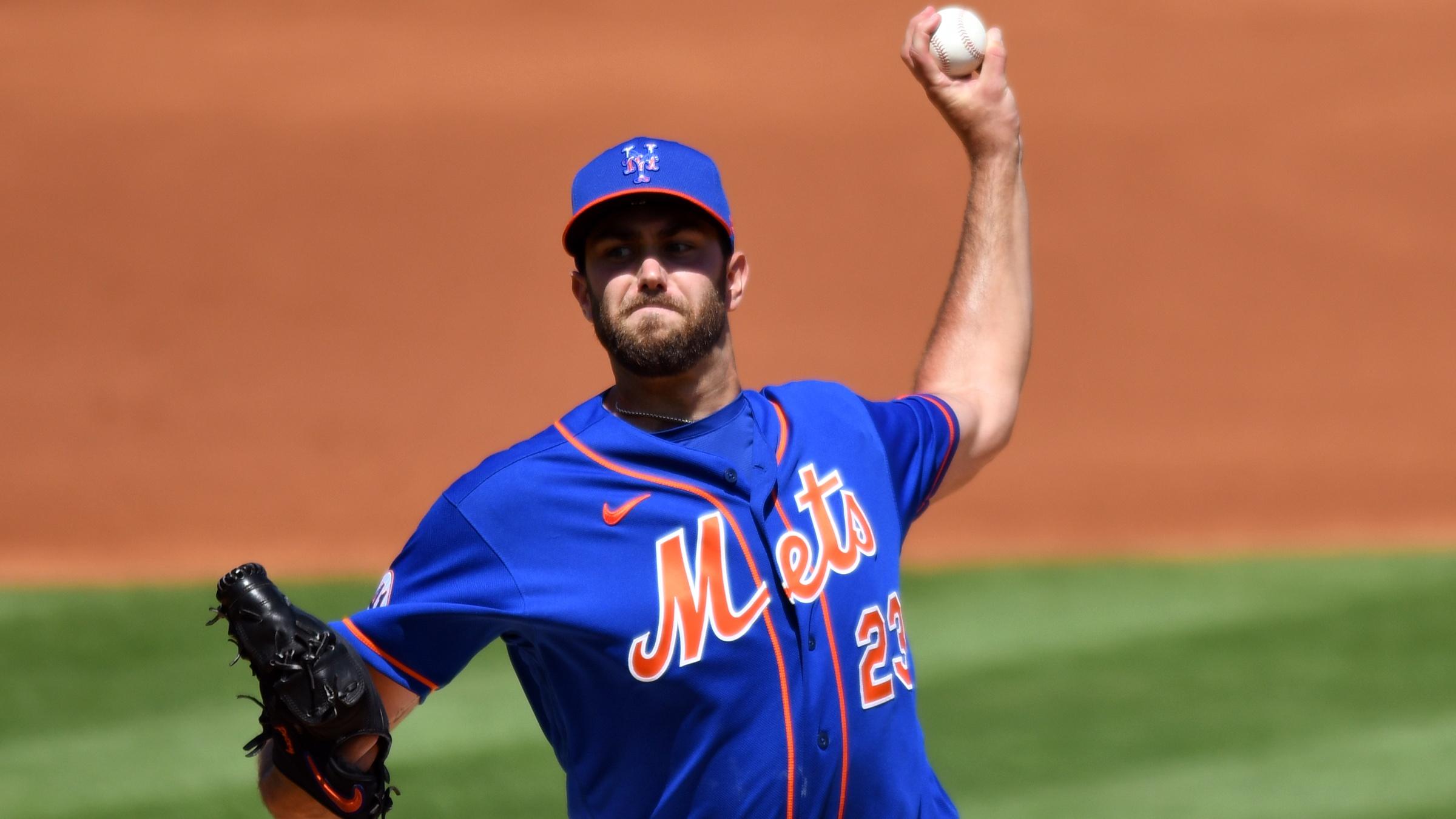 Mar 14, 2021; Port St. Lucie, Florida, USA; New York Mets pitcher David Peterson (23) pitches against the St. Louis Cardinals during a spring training game at Clover Park. / © Jim Rassol-USA TODAY Sports