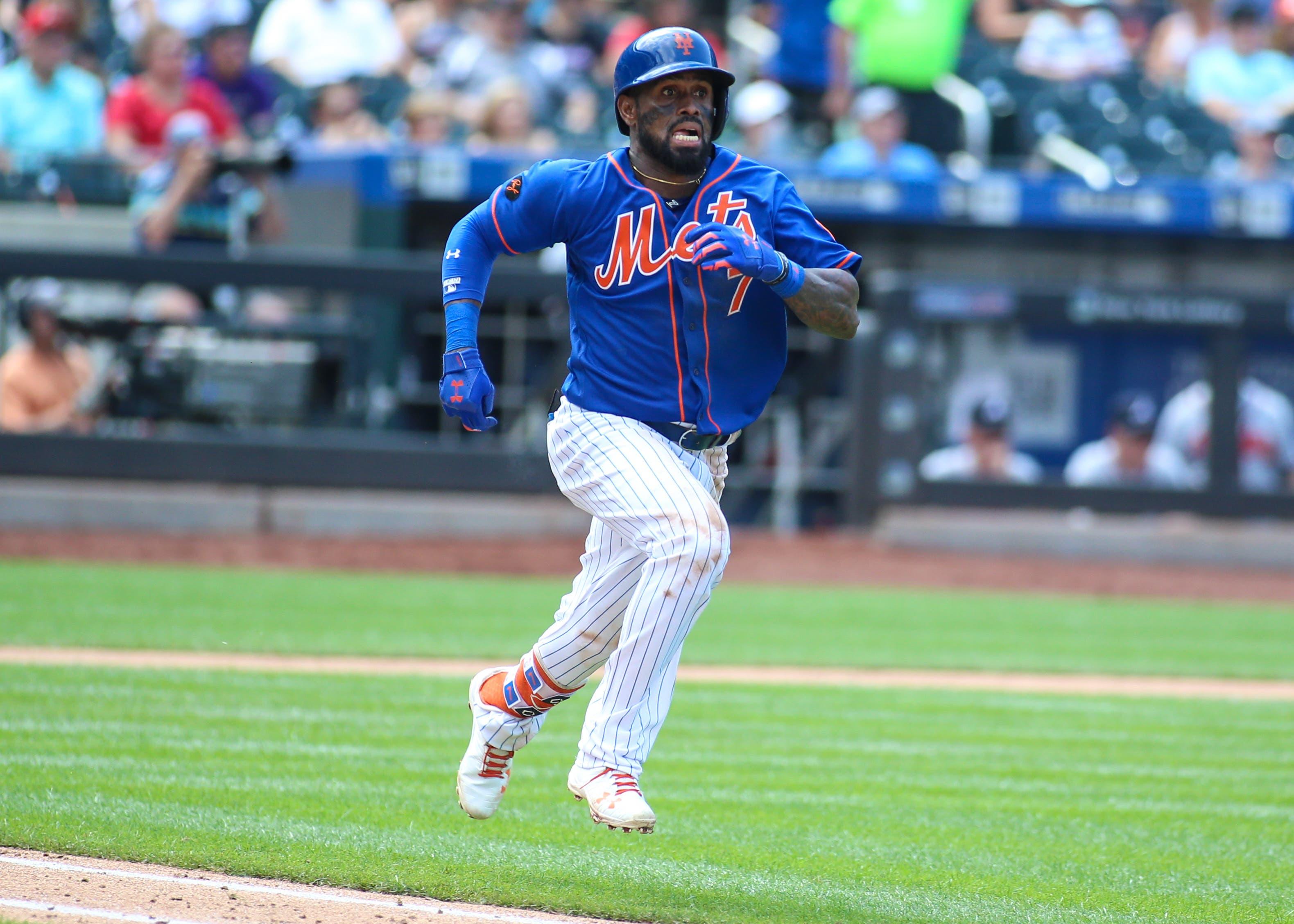 Aug 5, 2018; New York City, NY, USA; New York Mets third baseman Jose Reyes (7) at Citi Field. Mandatory Credit: Wendell Cruz-USA TODAY Sports / Wendell Cruz