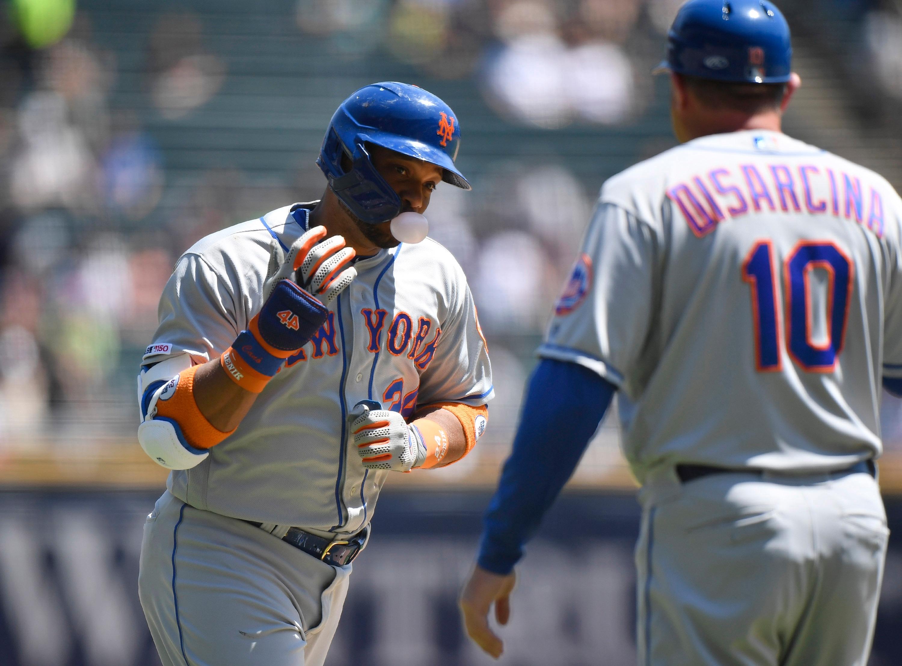 Aug 1, 2019; Chicago, IL, USA; New York Mets second baseman Robinson Cano (24) rounds the bases after his solo home run in the second inning against the Chicago White Sox at Guaranteed Rate Field. Mandatory Credit: Quinn Harris-USA TODAY Sports