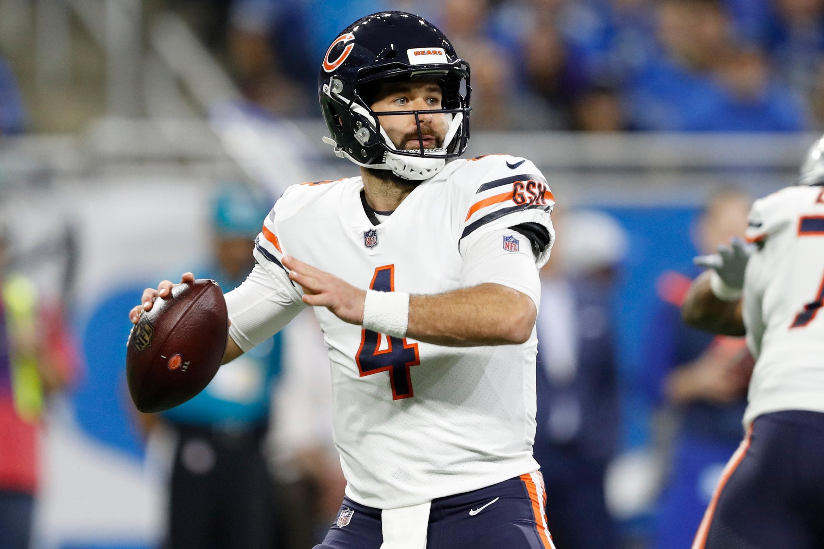 Chicago Bears quarterback Chase Daniel passes the ball during the first quarter against the Detroit Lions at Ford Field.