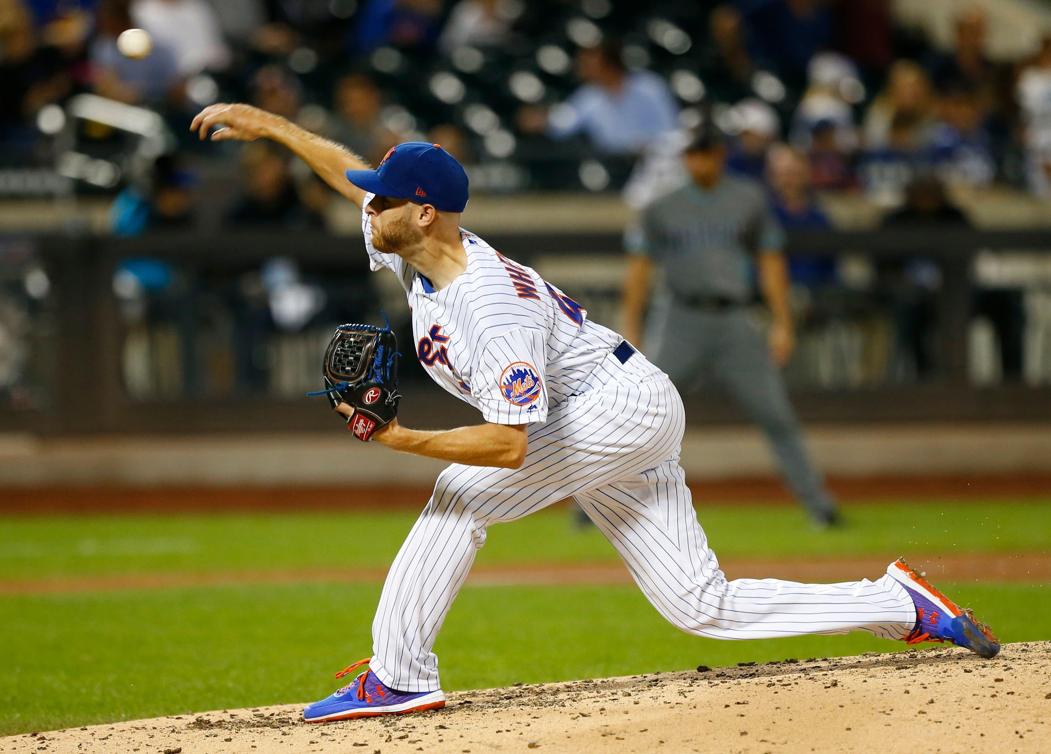 Sep 10, 2019; New York City, NY, USA; New York Mets starting pitcher Zack Wheeler (45) pitches against the Arizona Diamondbacks in the sixth inning at Citi Field. Mandatory Credit: Noah K. Murray-USA TODAY Sports / Noah K. Murray