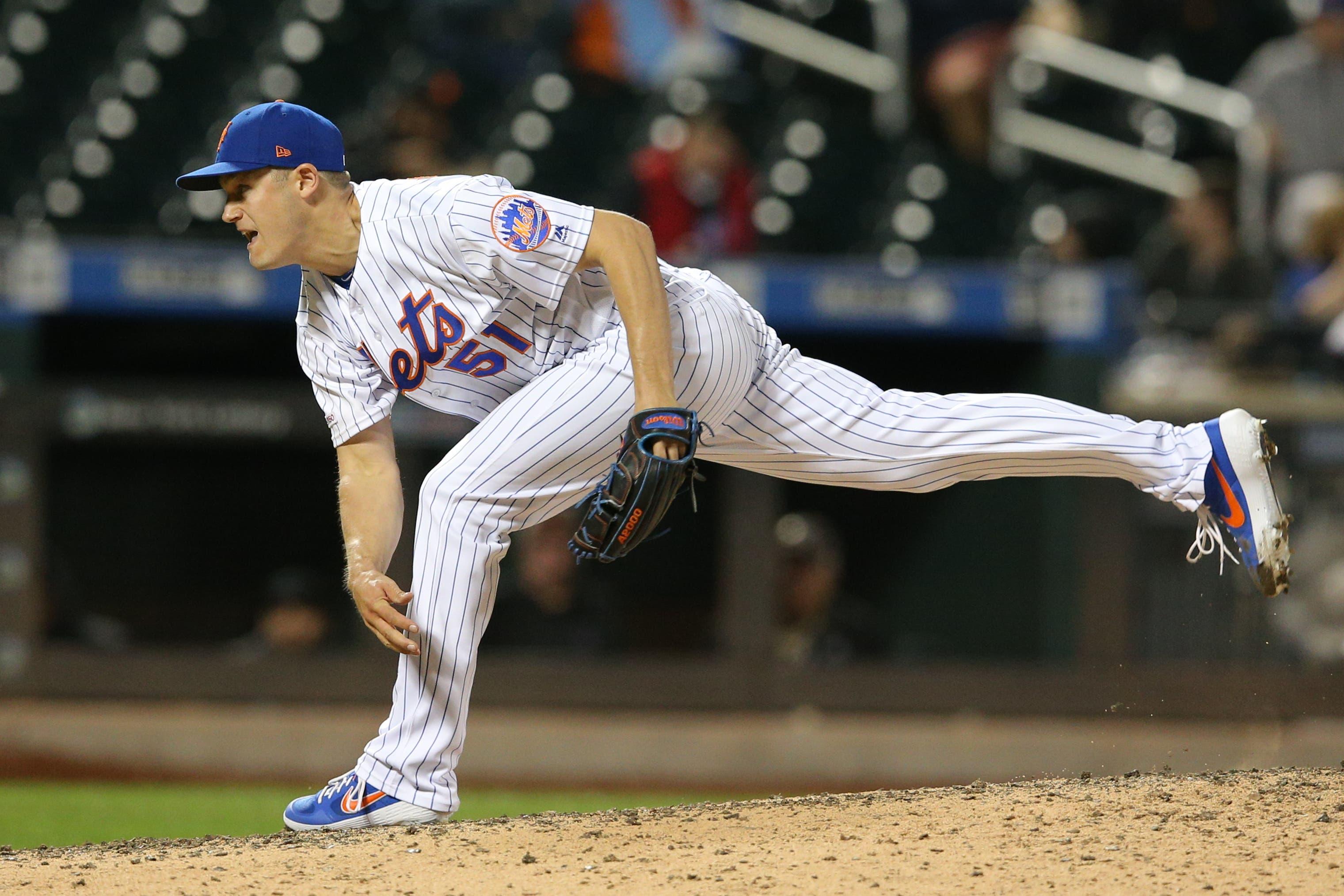 Sep 24, 2019; New York City, NY, USA; New York Mets relief pitcher Paul Sewald (51) pitches against the Miami Marlins during the eleventh inning at Citi Field. Mandatory Credit: Brad Penner-USA TODAY Sportsundefined