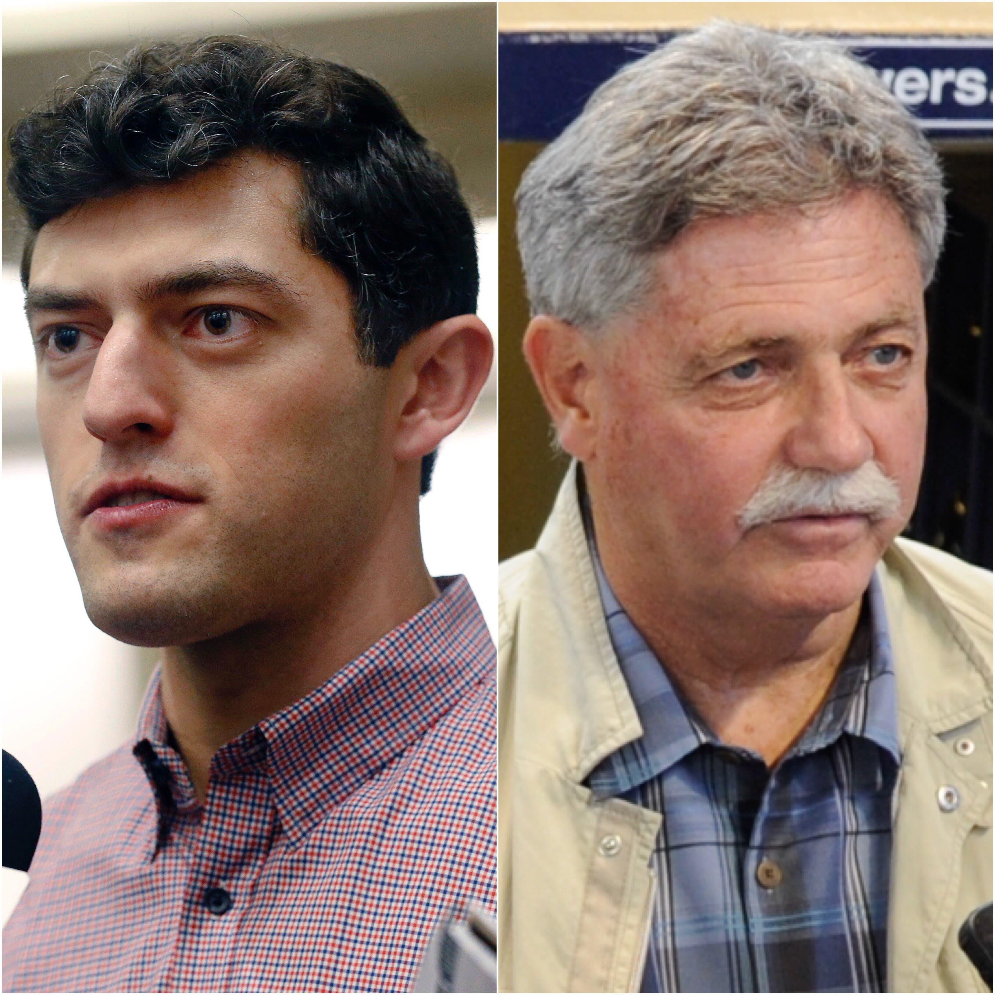 Chaim Bloom (left) and Doug Melvin (right) are two of the three remaining candidates for the Mets' GM job. / AP, USA TODAY