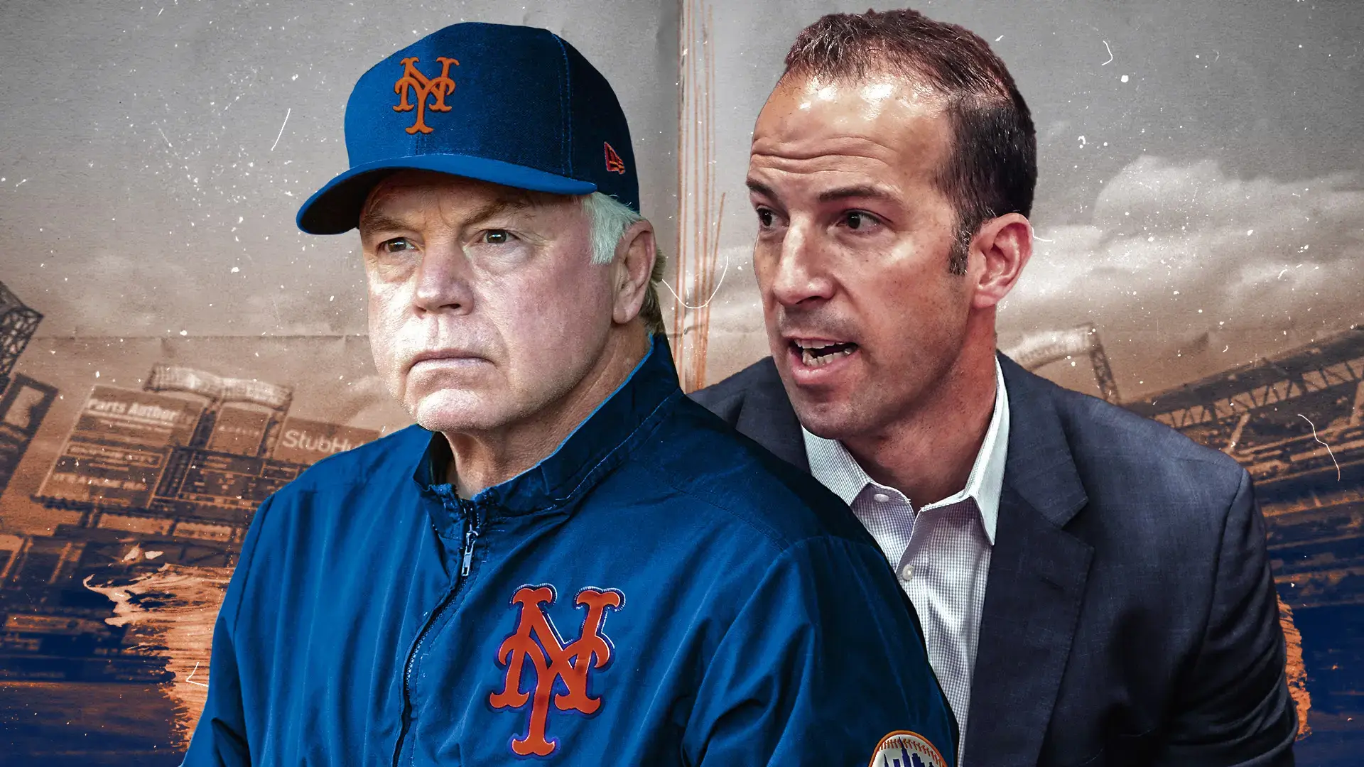 Buck Showalter and Billy Eppler / USA TODAY Sports/SNY Treated Image
