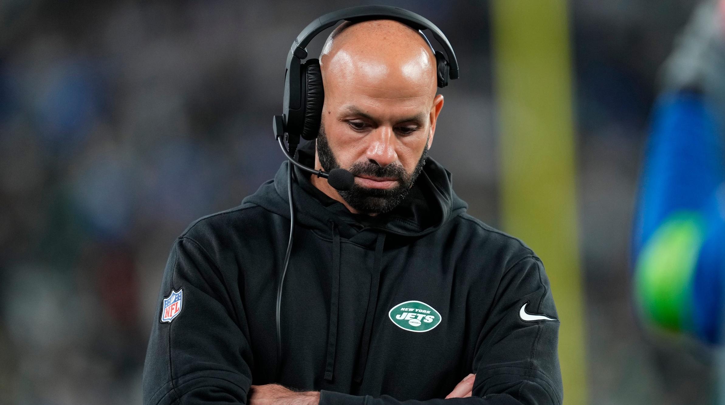 New York Jets Head Coach, Robert Saleh, is shown as his team plays the Los Angeles Chargers, at MetLife Stadium, Monday, November 6, 2023. / Kevin R. Wexler-USA TODAY NETWORK