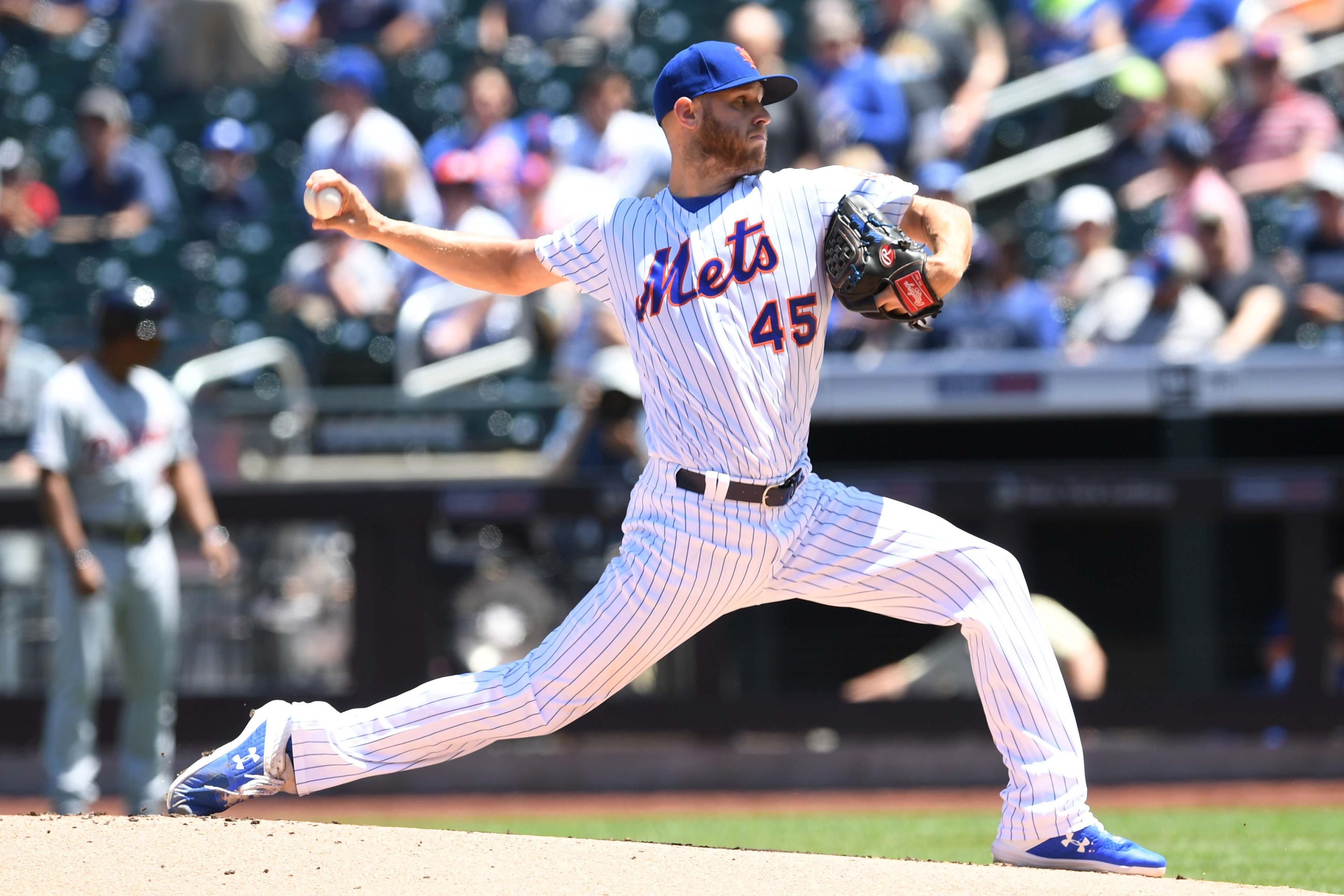 New York Mets starting pitcher Zack Wheeler pitches during the first inning of a baseball against the Detroit Tigers at Citi Field. / Sarah Stier/USA TODAY Sports