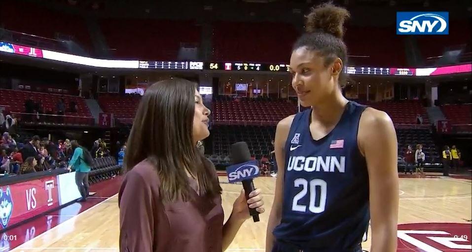 WATCH: UConn's Olivia Nelson-Ododa talks to SNY's Maria Marino after win over Temple