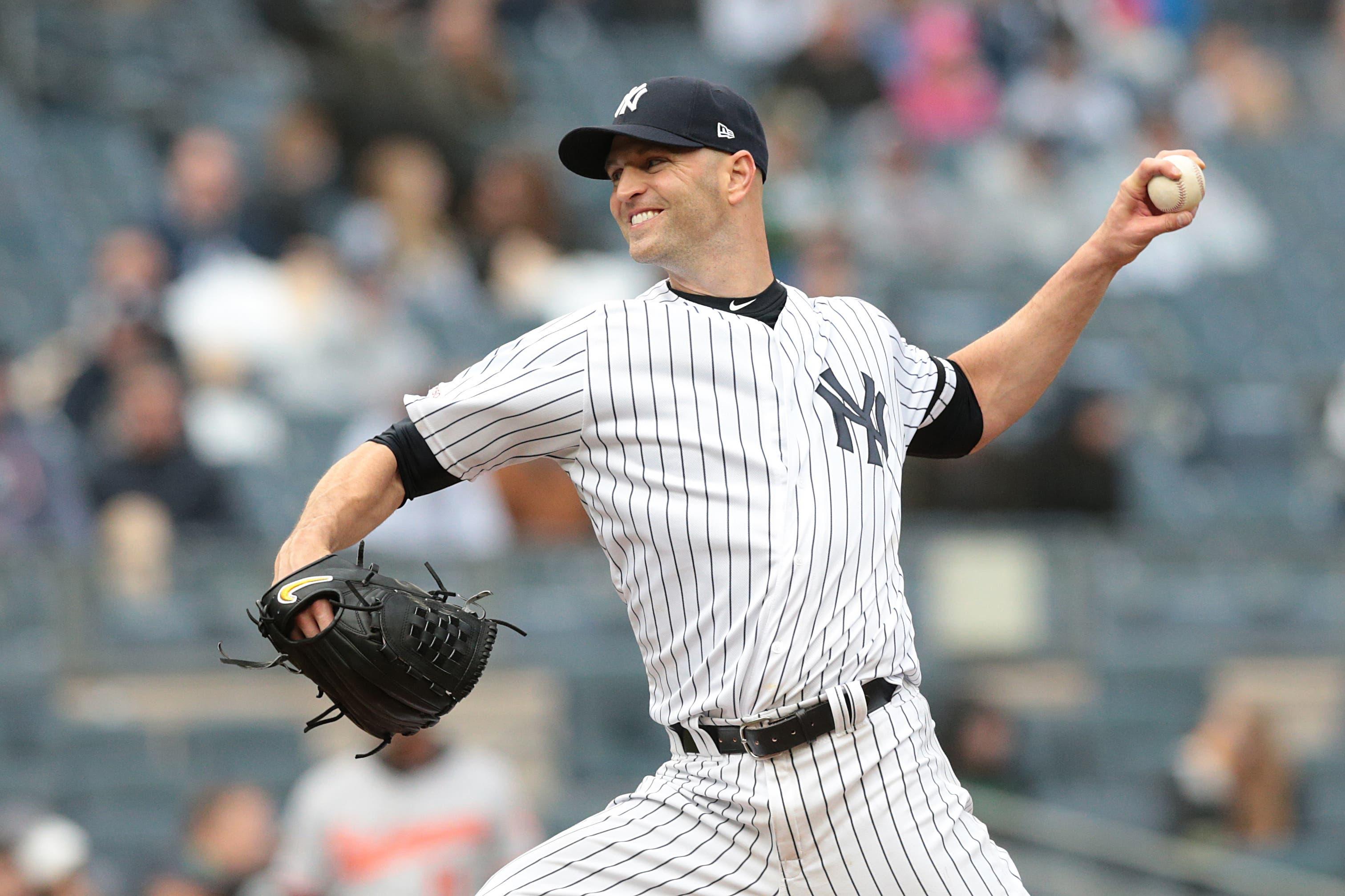 New York Yankees starting pitcher J.A. Happ delivers a pitch during the first inning against the Baltimore Orioles at Yankee Stadium. / Vincent Carchietta/USA TODAY Sports