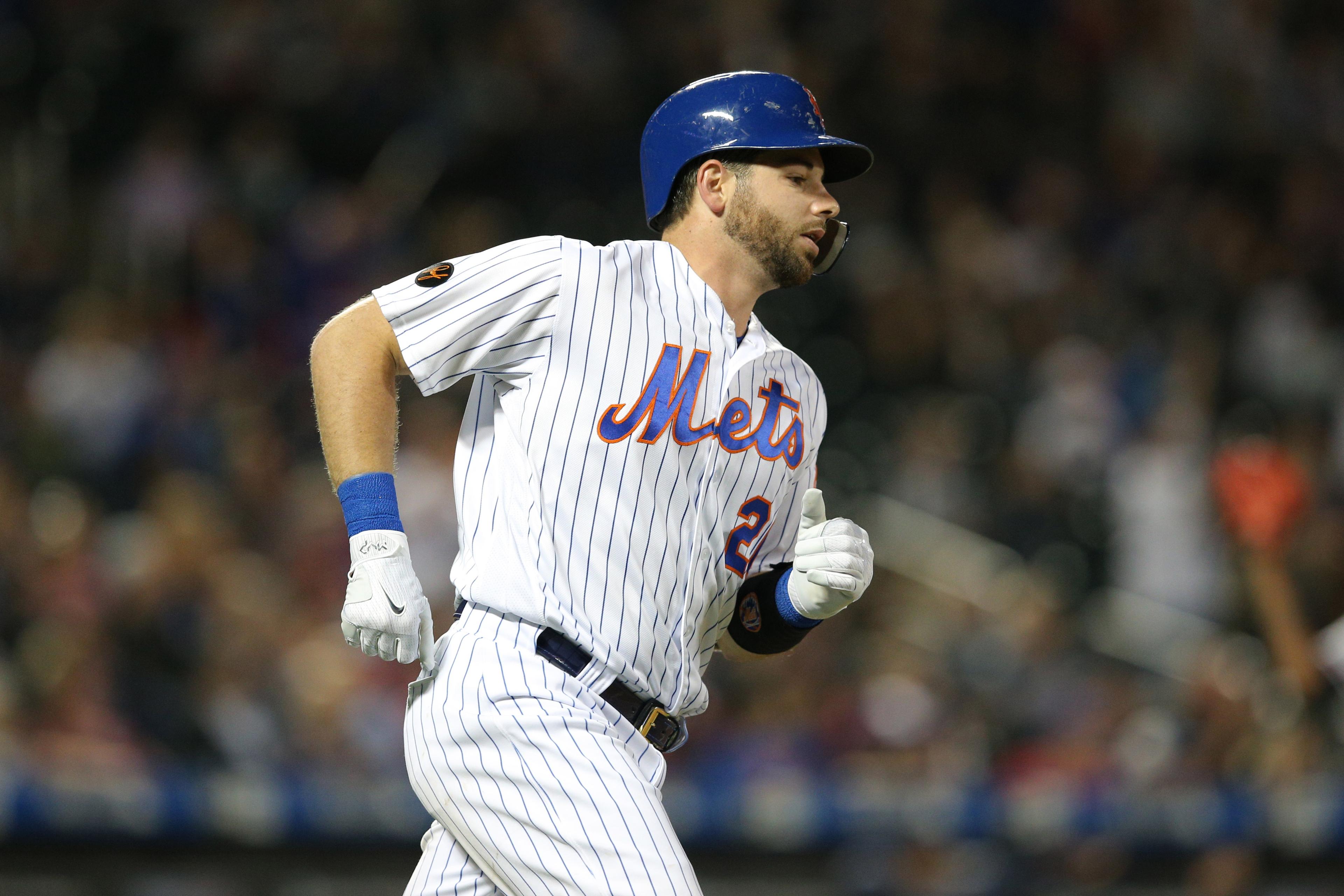 Sep 27, 2018; New York City, NY, USA; New York Mets catcher Kevin Plawecki (26) rounds the bases after hitting a solo home run against the Atlanta Braves during the third inning at Citi Field. Mandatory Credit: Brad Penner-USA TODAY Sports