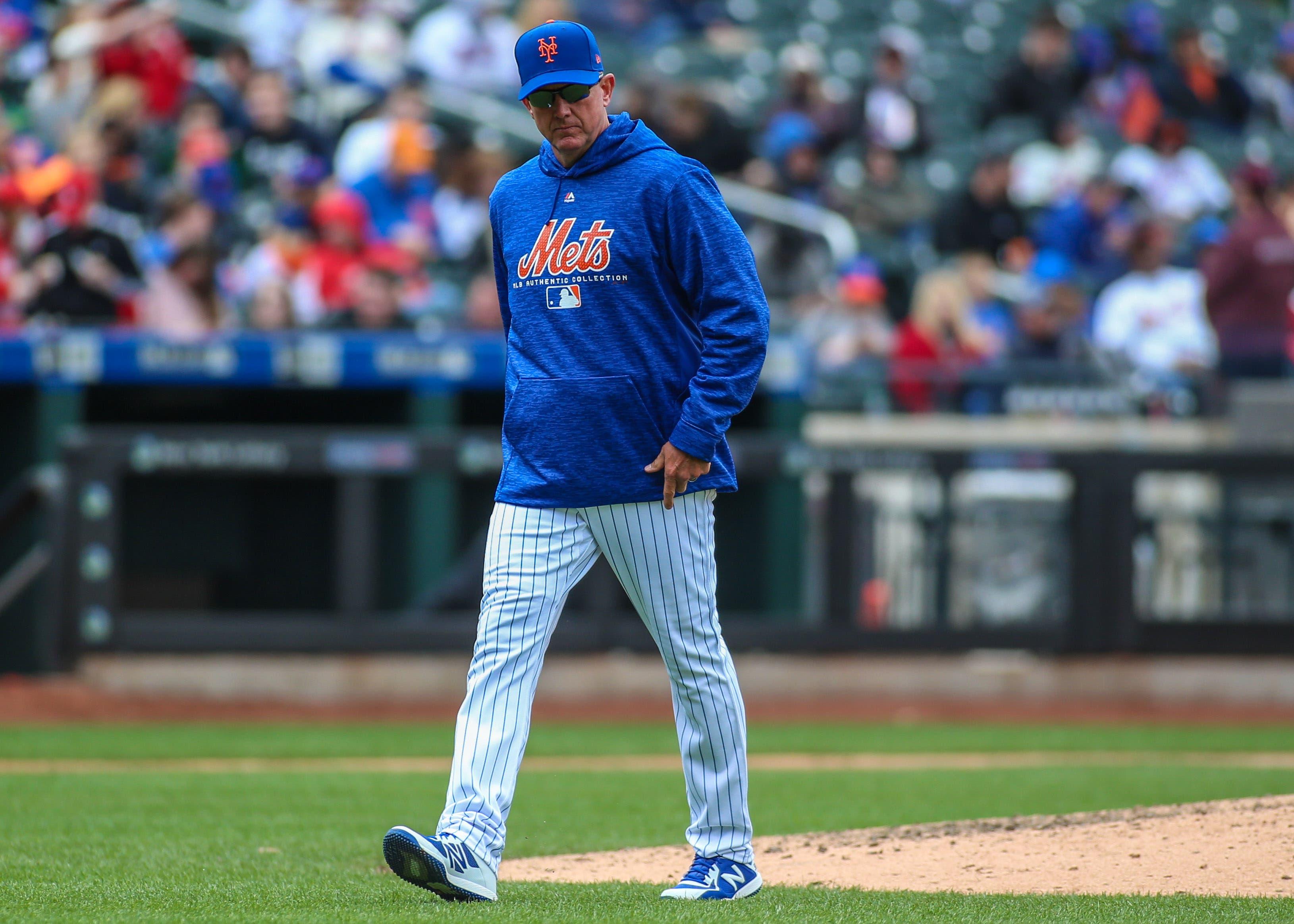 Apr 1, 2018; New York City, NY, USA; New York Mets pitching coach Dave Eiland (58) at Citi Field. Mandatory Credit: Wendell Cruz-USA TODAY Sports / Wendell Cruz