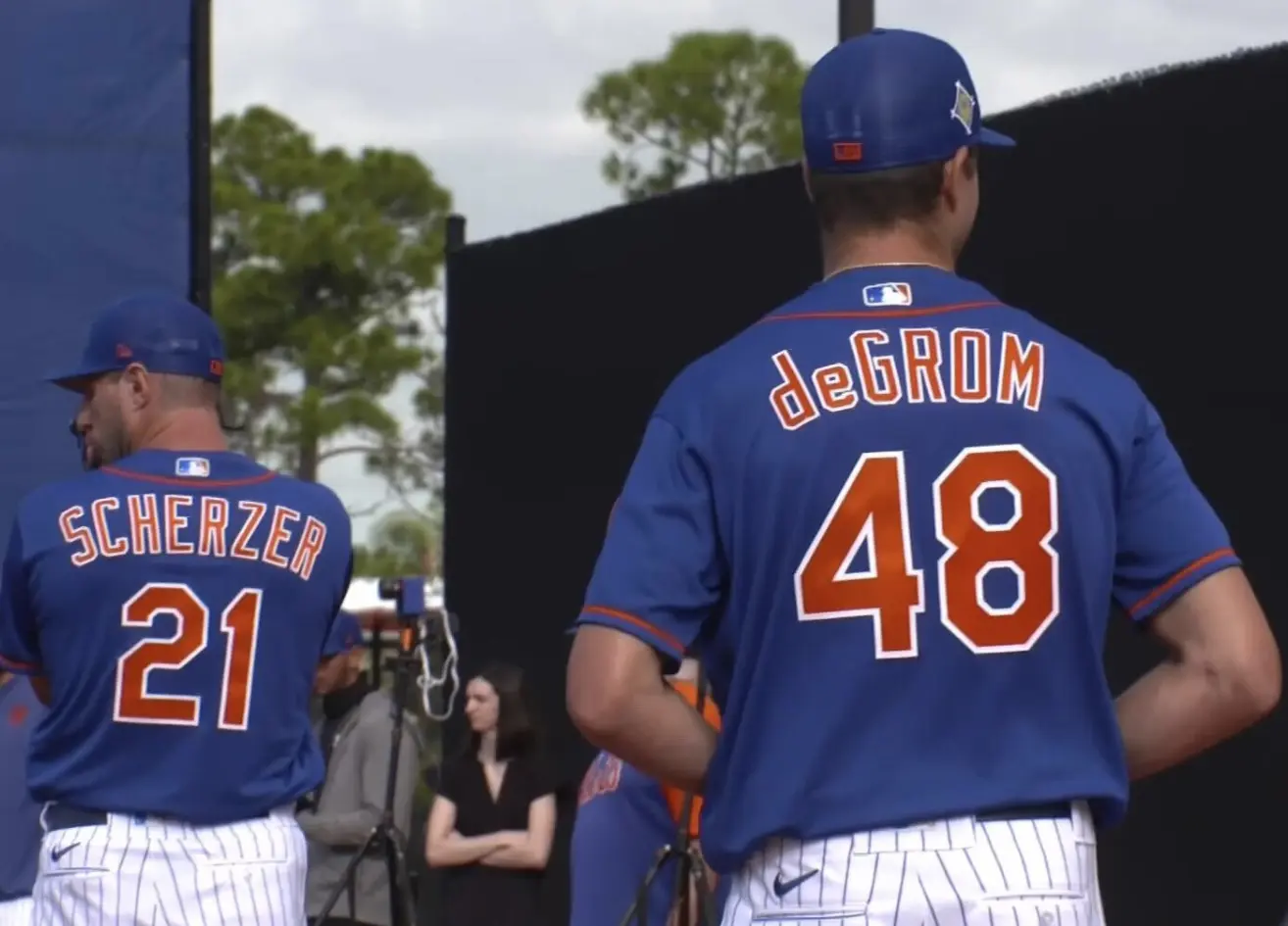 Jacob deGrom and Max Scherzer side by side at spring training in Port St. Lucie / SNY