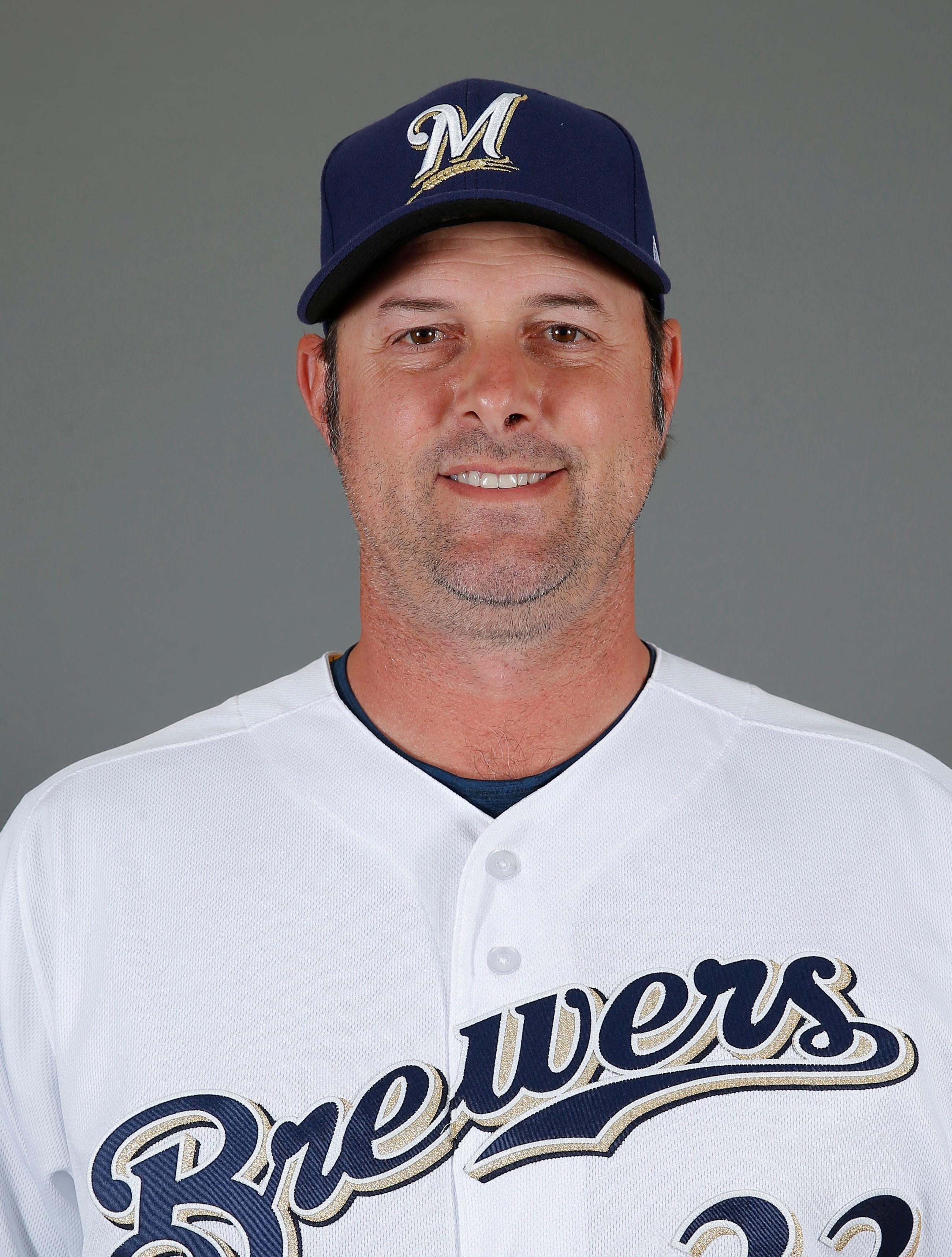 Feb 22, 2019; Phoenix, AZ, USA; Milwaukee Brewers bullpen catcher Steve Karsay poses during media day at Maryvale Baseball Park. Mandatory Credit: Rick Scuteri-USA TODAY Sports