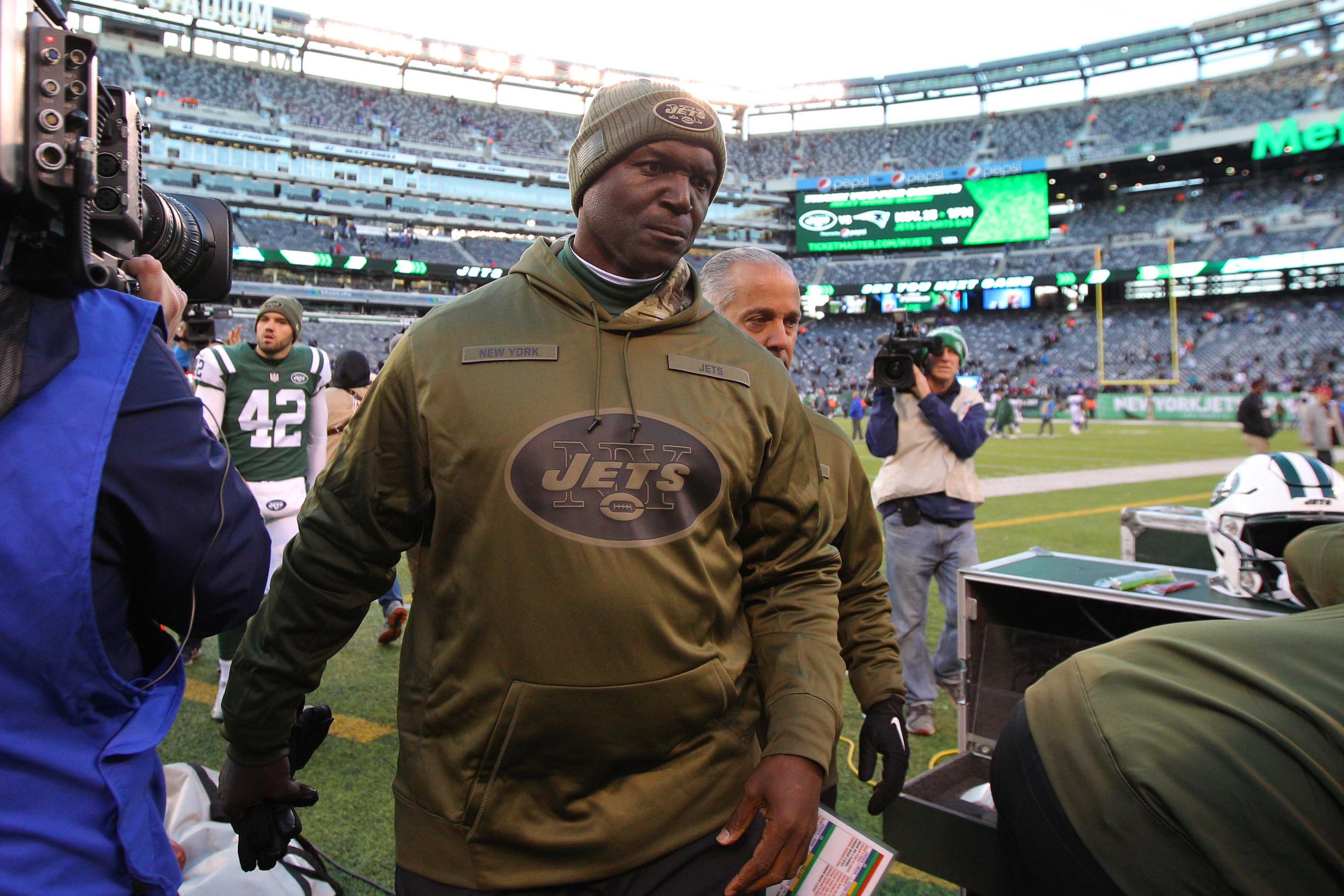 Nov 11, 2018; East Rutherford, NJ, USA; New York Jets head coach Todd Bowles leaves the field after a game against the Buffalo Bills at MetLife Stadium. Mandatory Credit: Brad Penner-USA TODAY Sports / Brad Penner