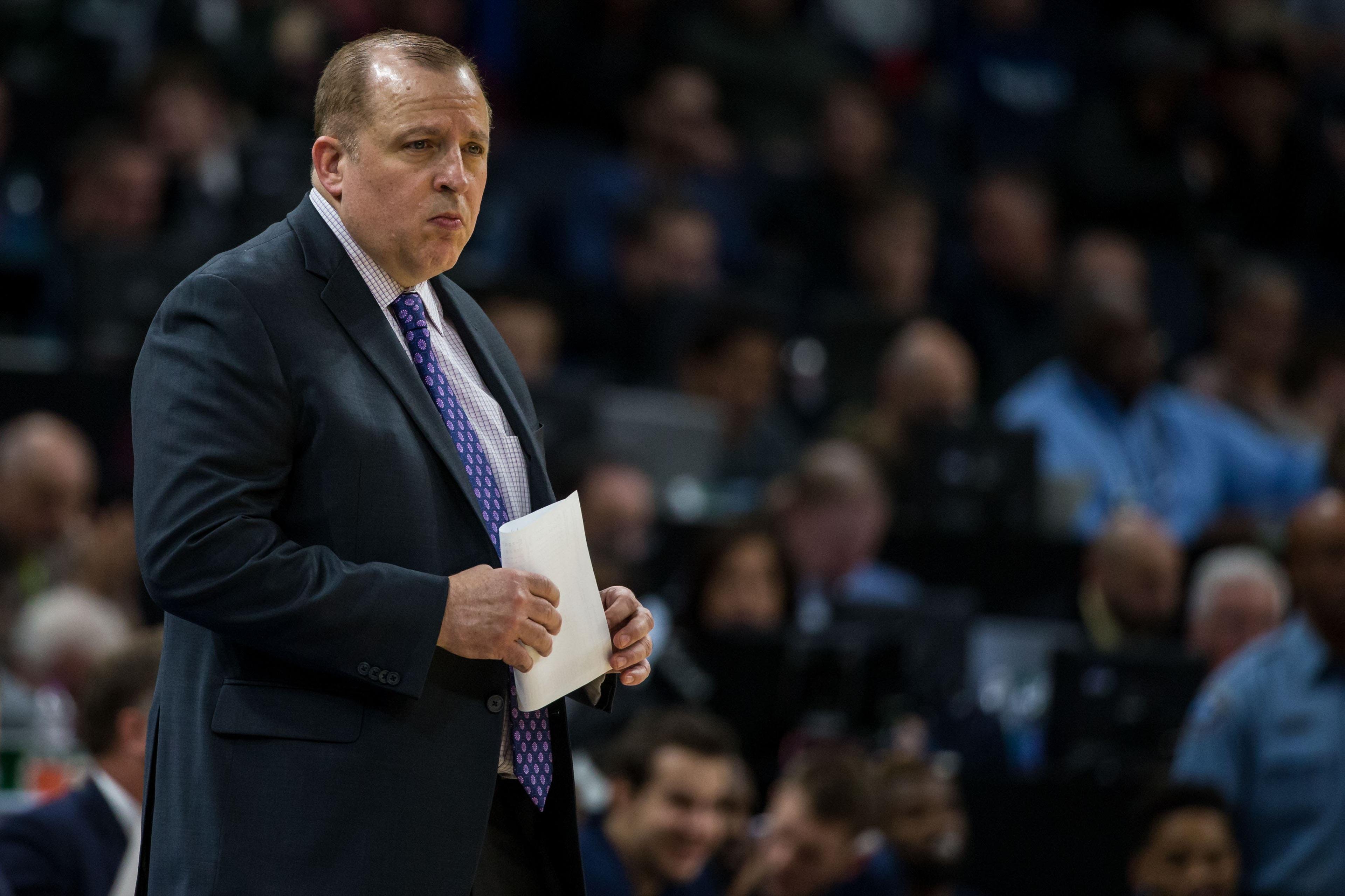 Nov 22, 2017; Minneapolis, MN, USA; Minnesota Timberwolves head coach Tom Thibodeau against the Orlando Magic at Target Center. Mandatory Credit: Brace Hemmelgarn-USA TODAY Sports / © Brace Hemmelgarn-USA TODAY Sports