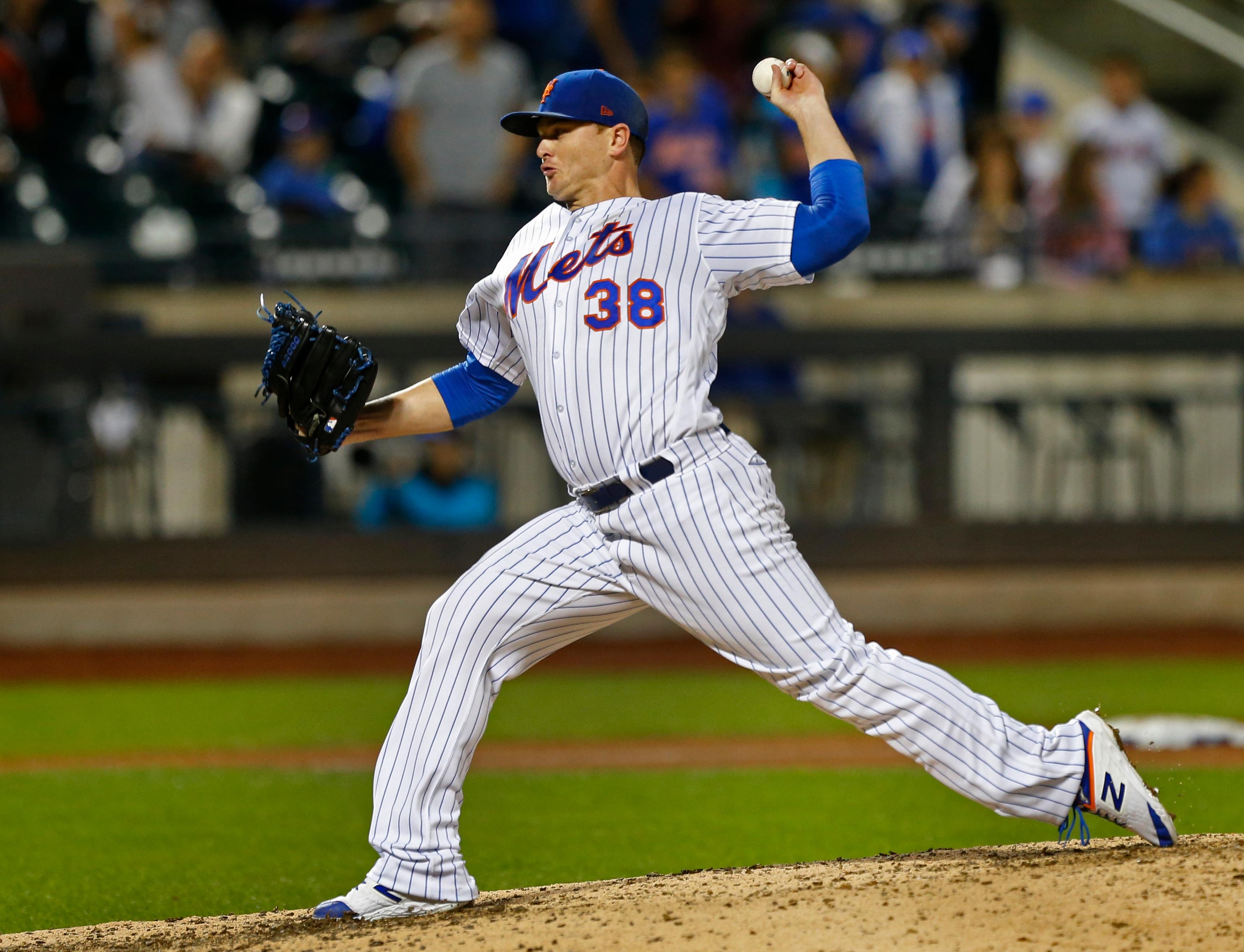 Sep 10, 2019; New York City, NY, USA; New York Mets relief pitcher Justin Wilson (38) pitches against the Arizona Diamondbacks in the ninth inning at Citi Field. Mandatory Credit: Noah K. Murray-USA TODAY Sports