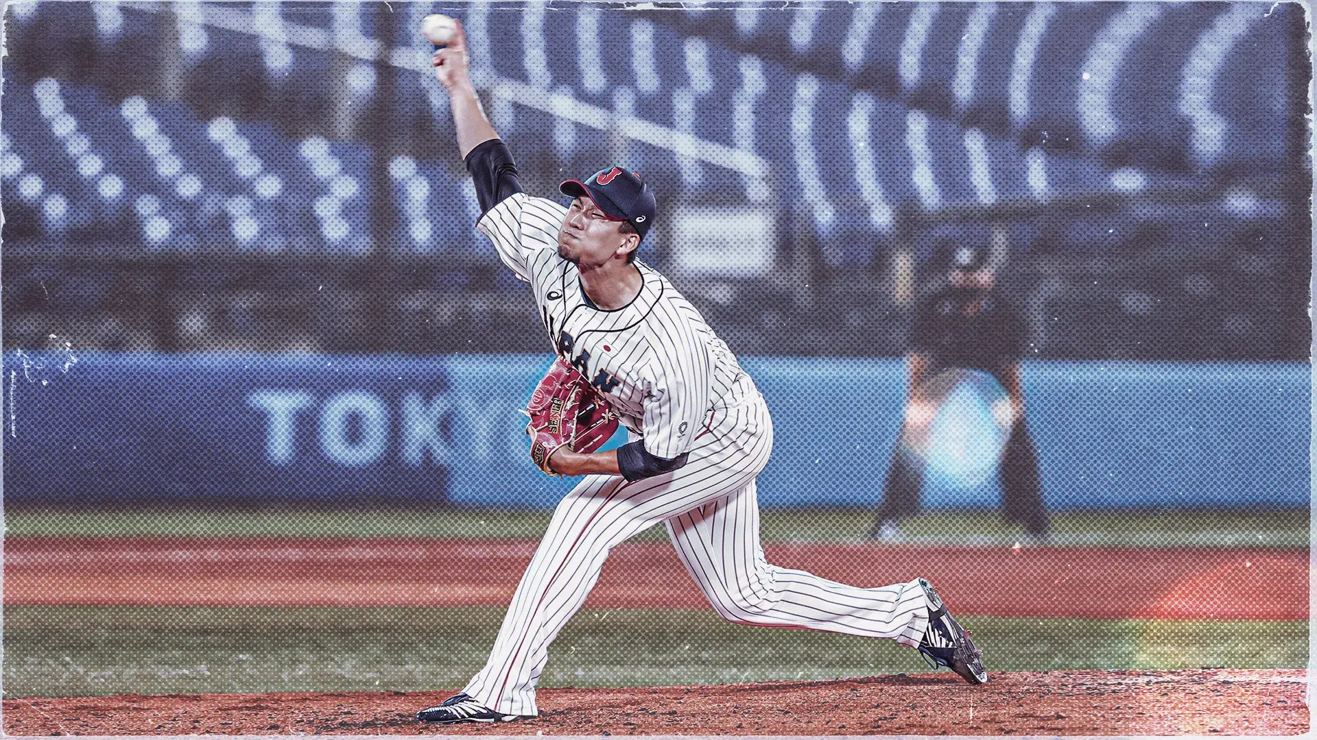 Aug 7, 2021; Yokohama, Japan; Team Japan pitcher Koudai Senga (21) throws in the 6th inning against USA in the baseball gold medal match during the Tokyo 2020 Olympic Summer Games at Yokohama Baseball Stadium. / Yukihito Taguchi-USA TODAY Sports